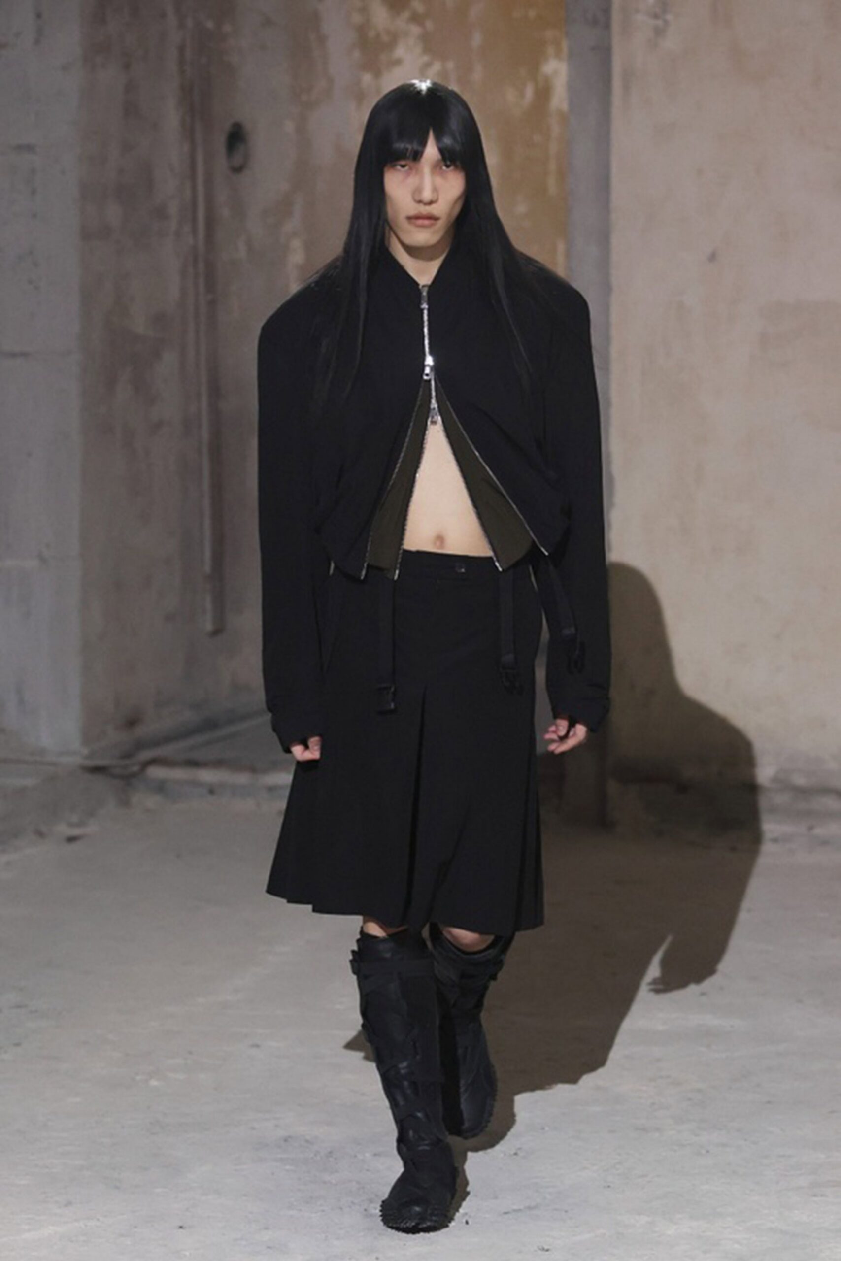 black jacket and skirt ensemble