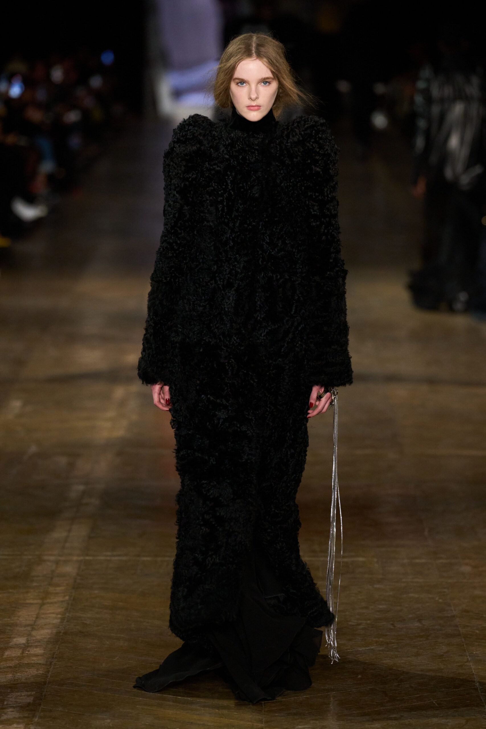 black faux-fur relaxed coat