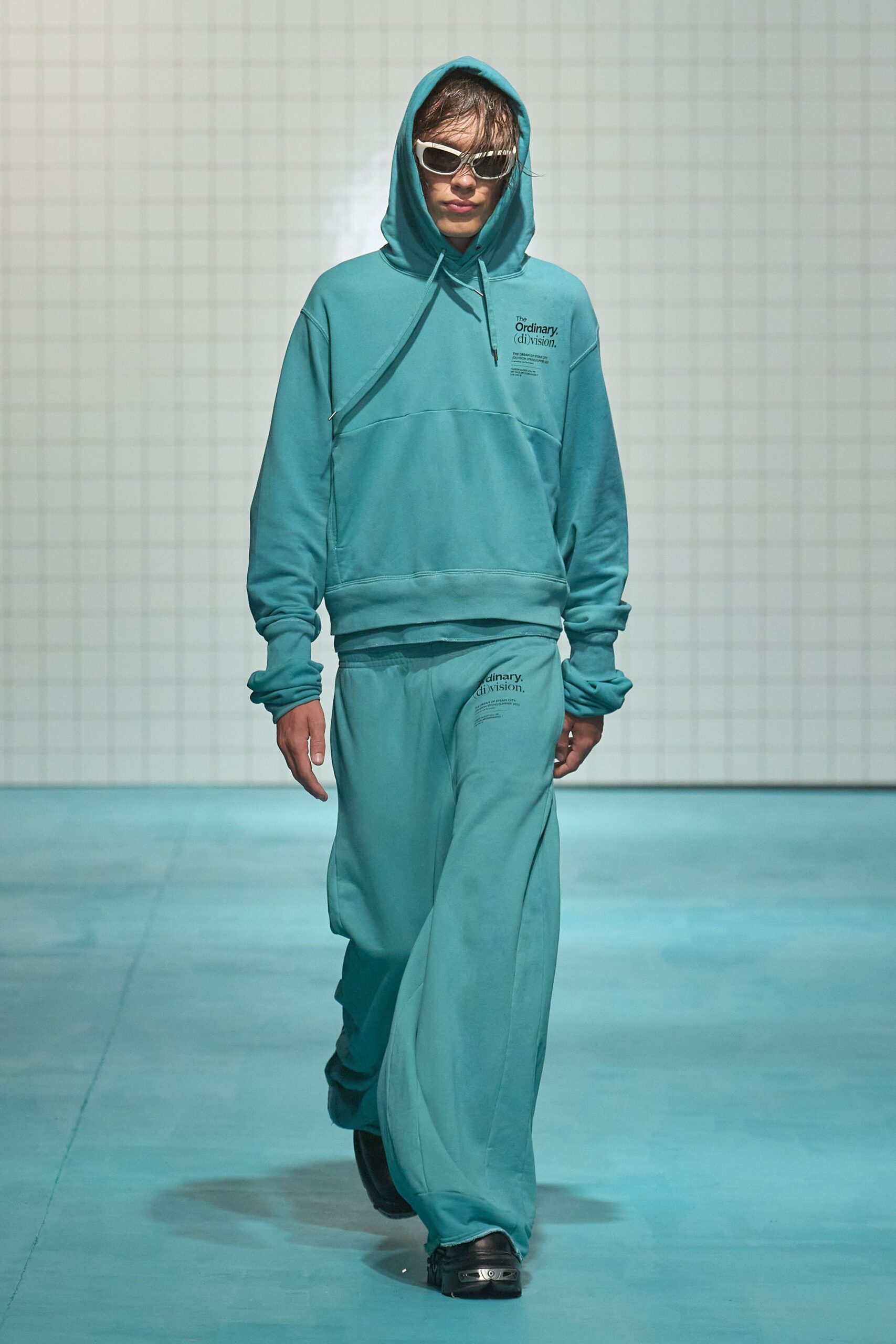 teal hoodie and pants outfit