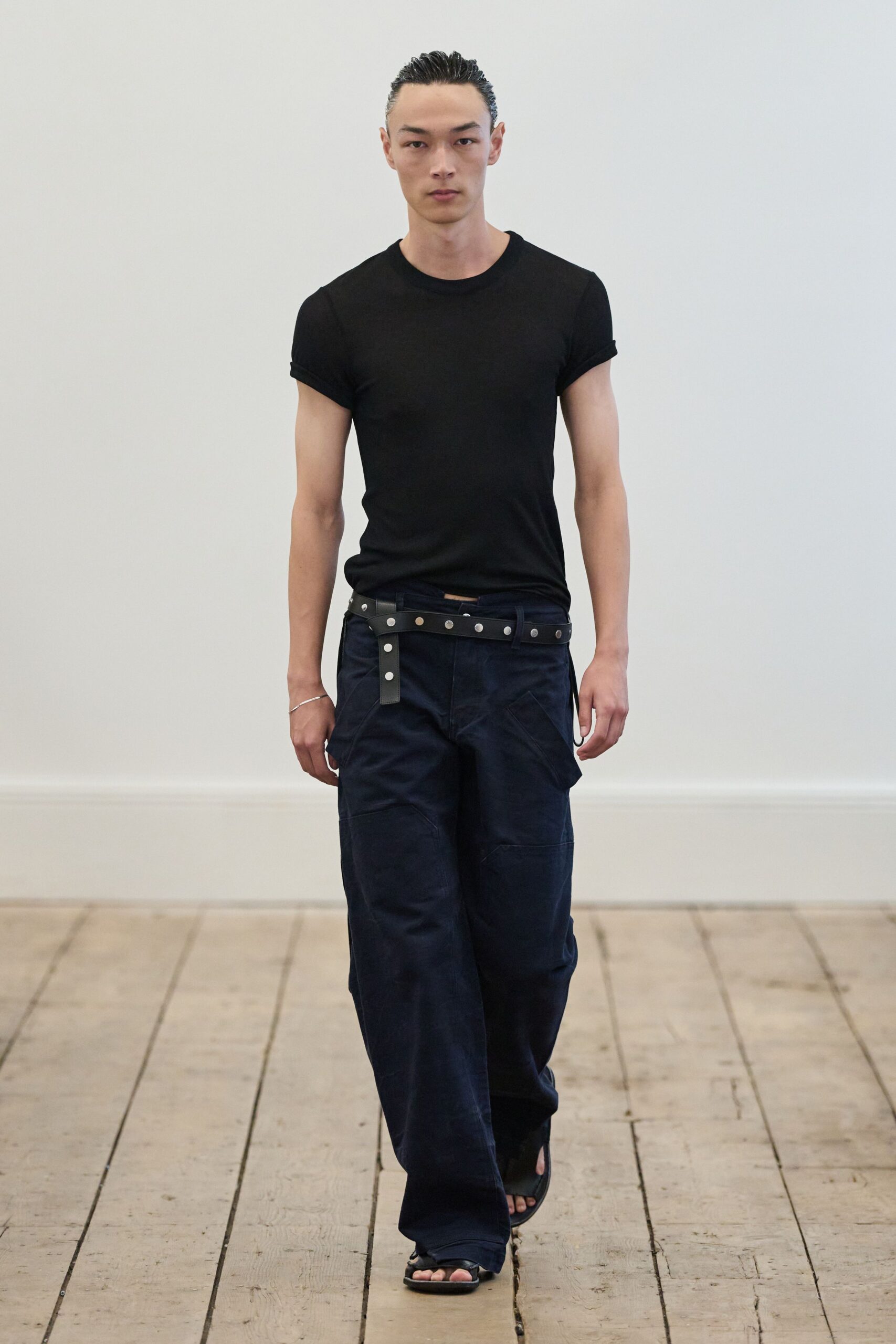 blue cotton relaxed cargo pants