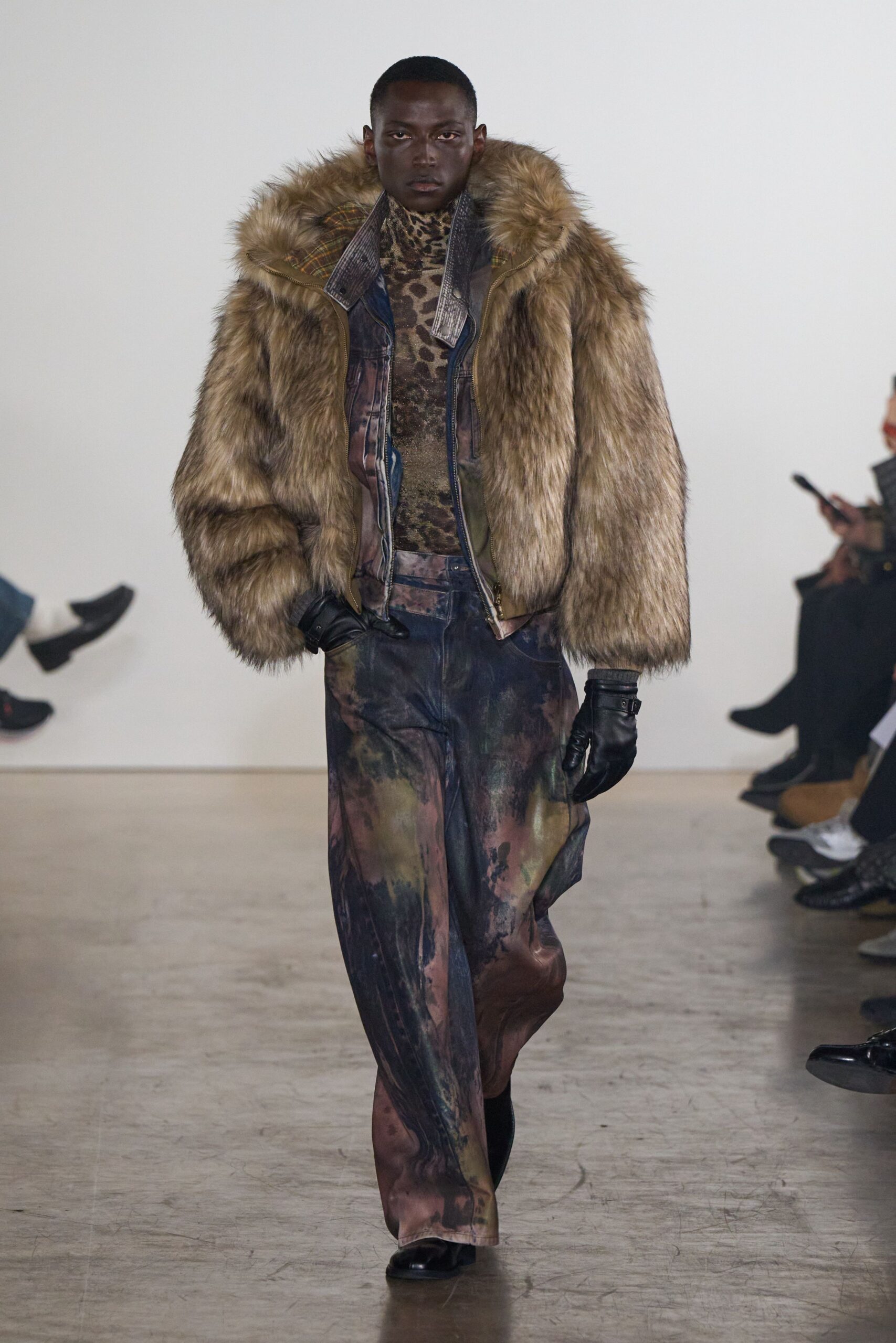 multi denim relaxed distressed pants