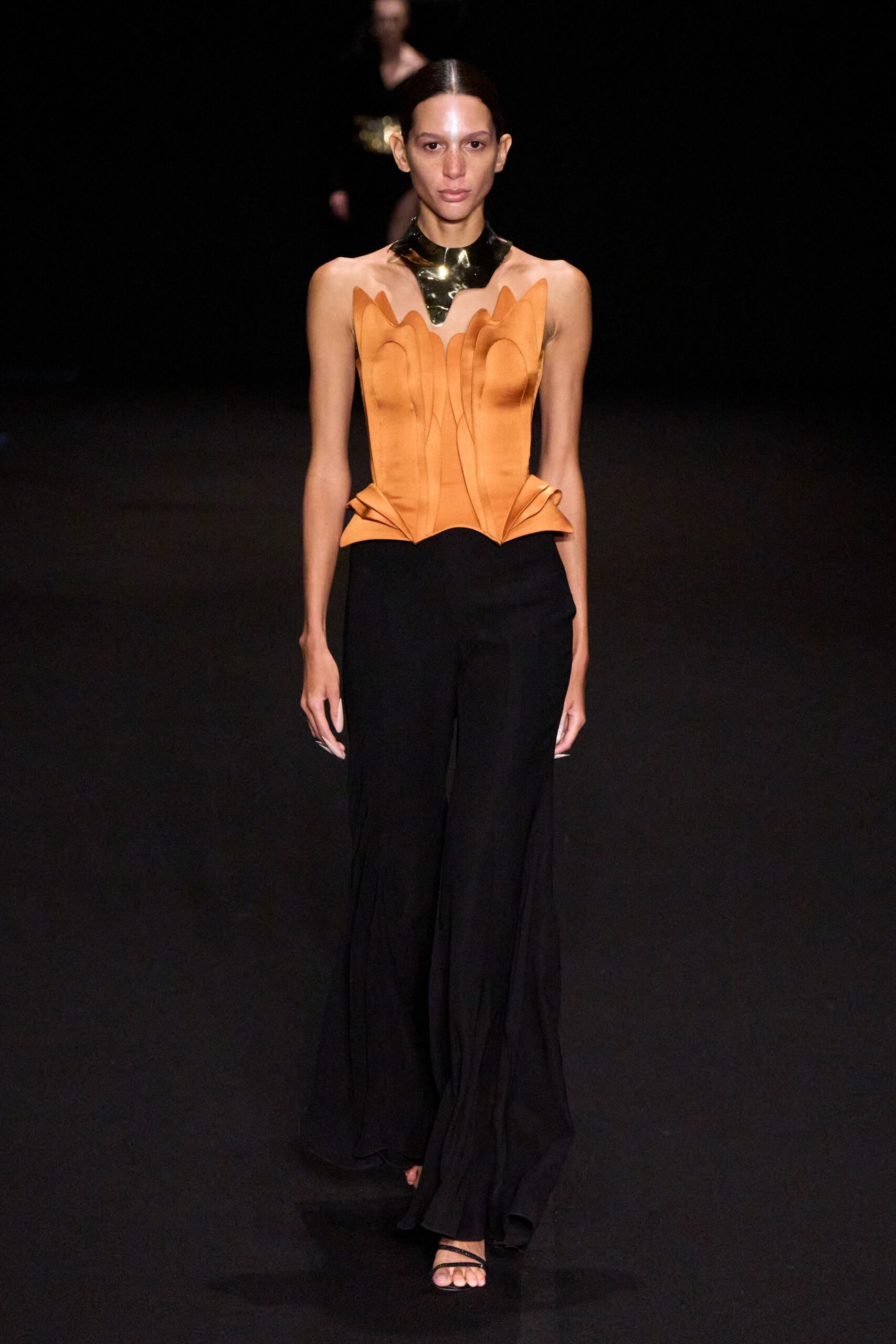 black silk relaxed flared pants
