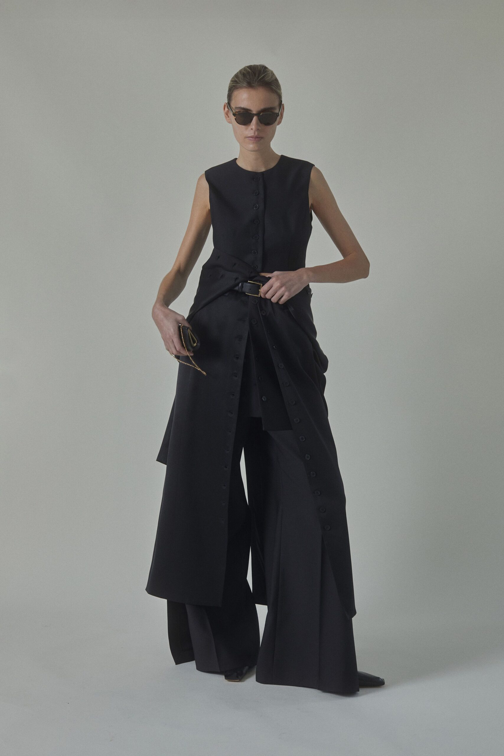 black silk sleeveless dress