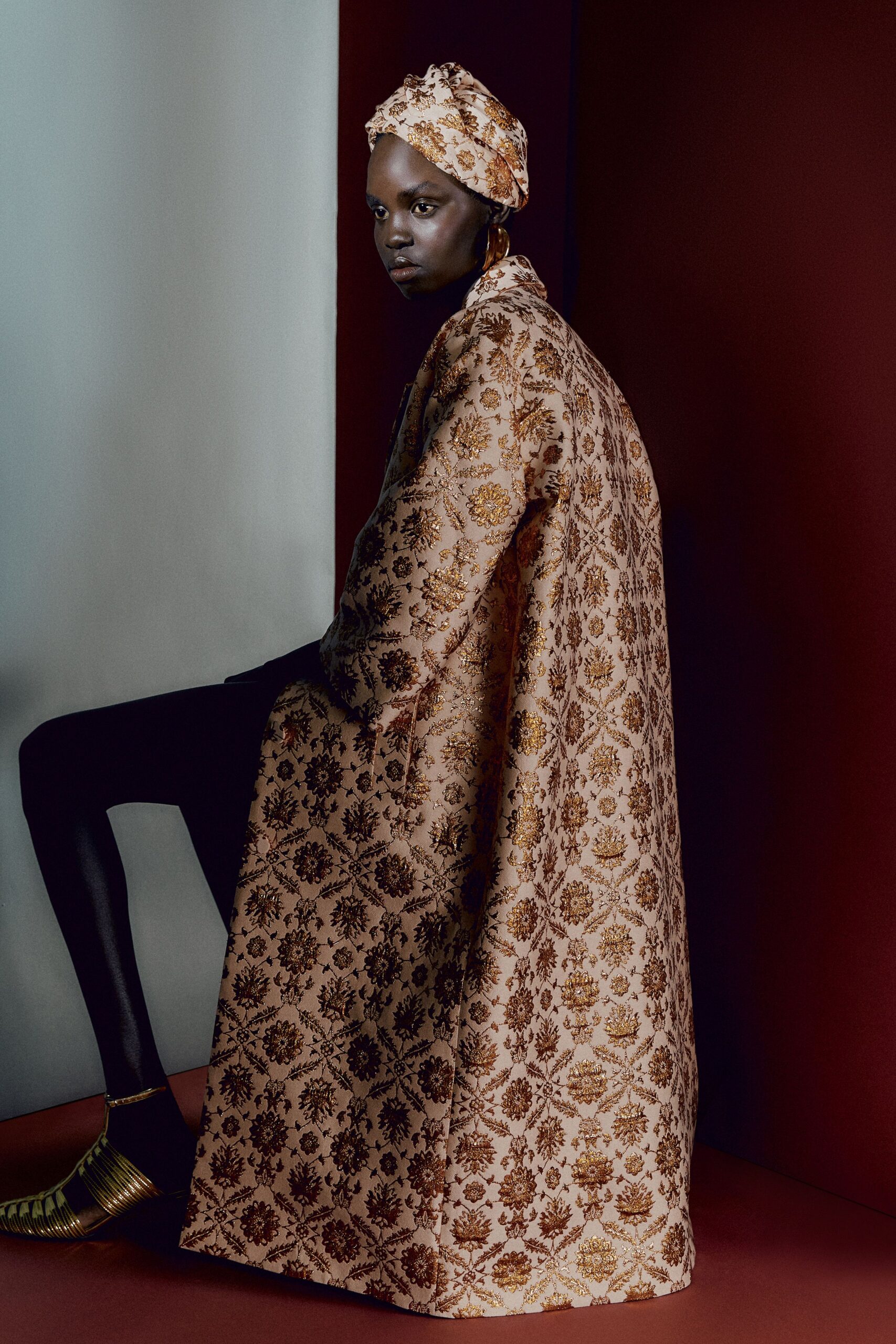 embroidered gold silk coat