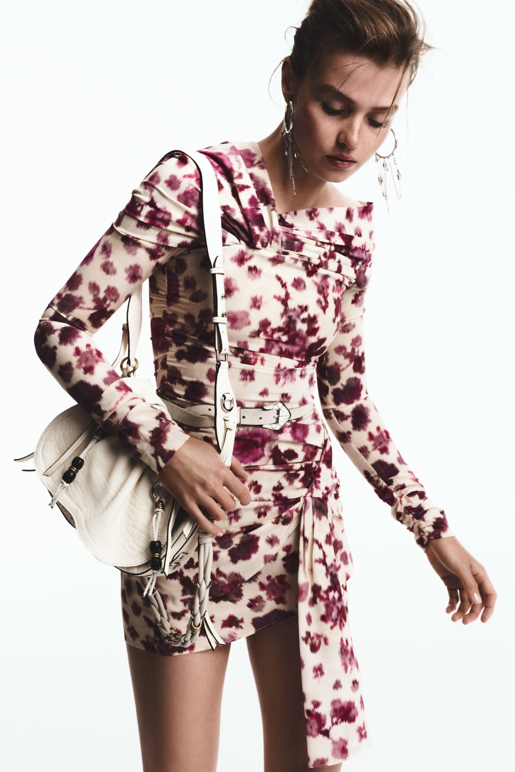 white leather zippered bag