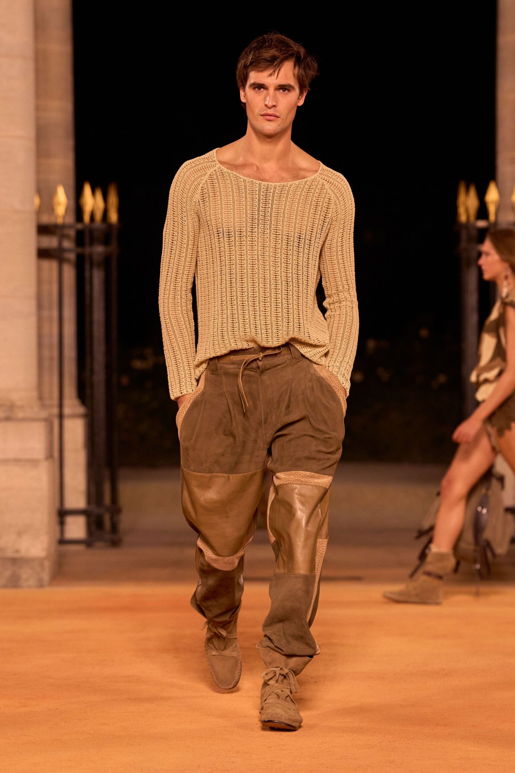 brown suede relaxed cargo pants
