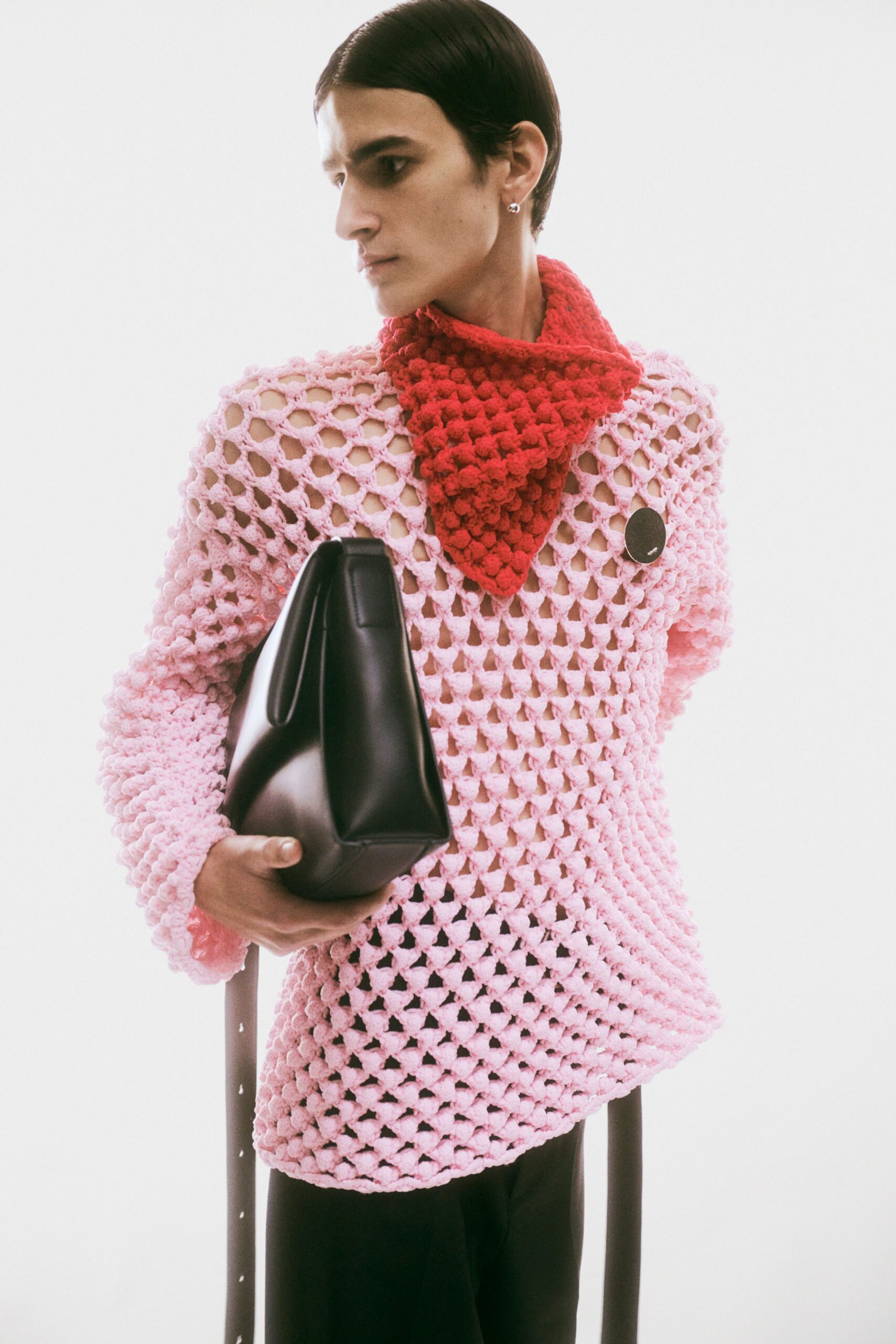 pink cotton long-sleeve relaxed top