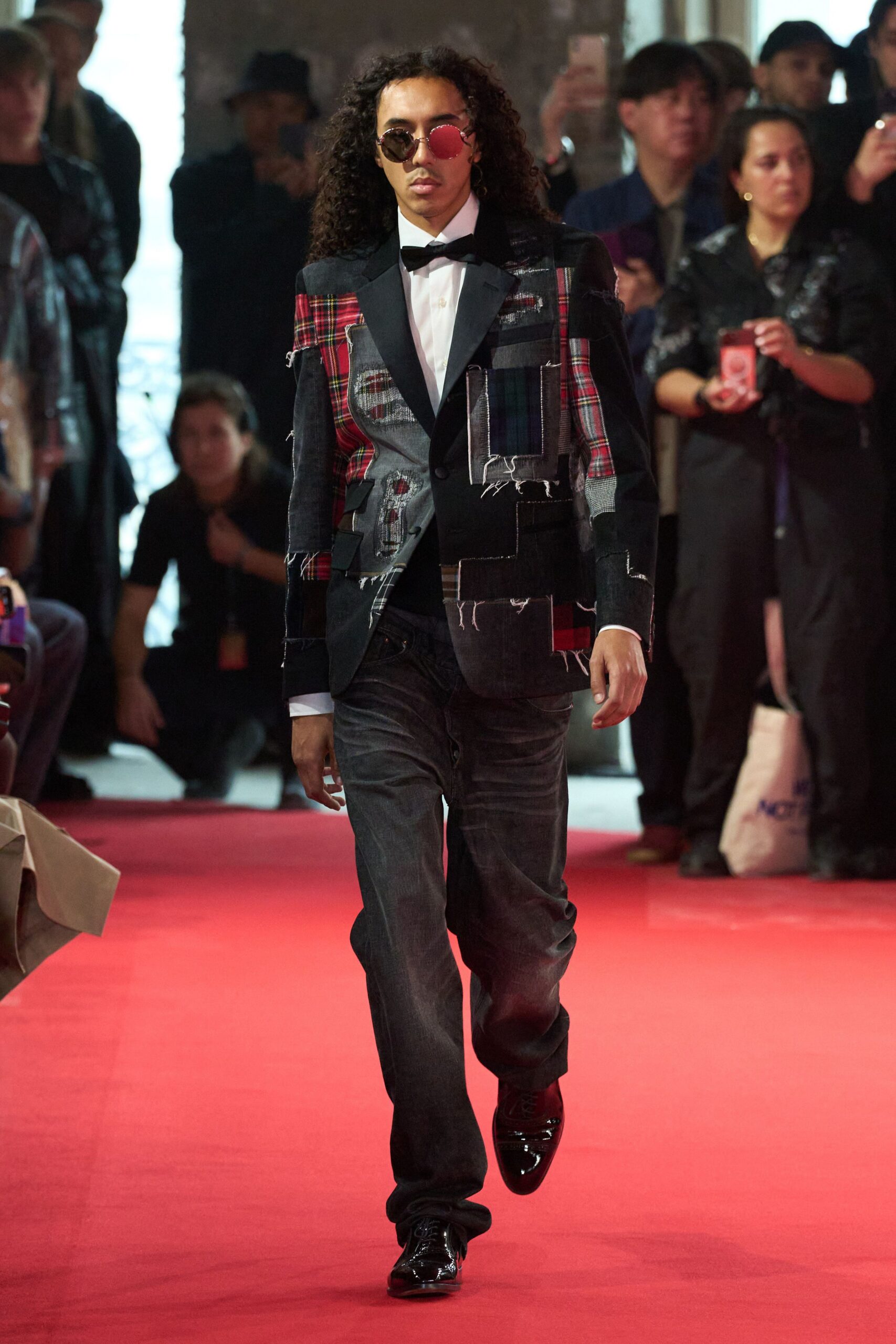 tailored black patchwork blazer