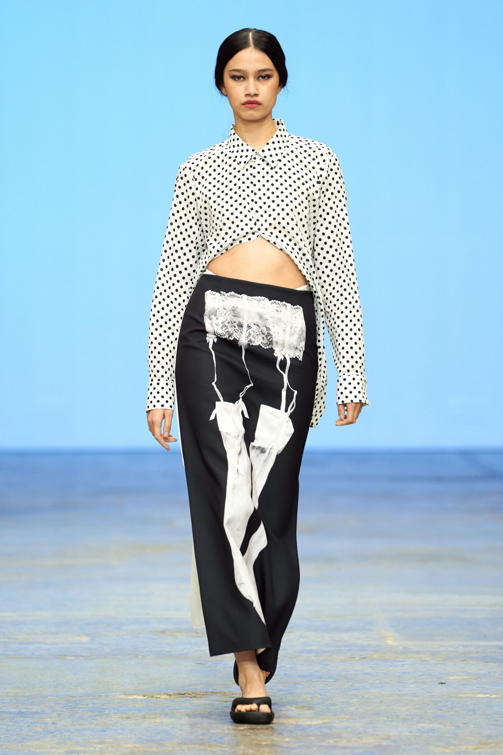 black cotton fitted printed maxi skirt