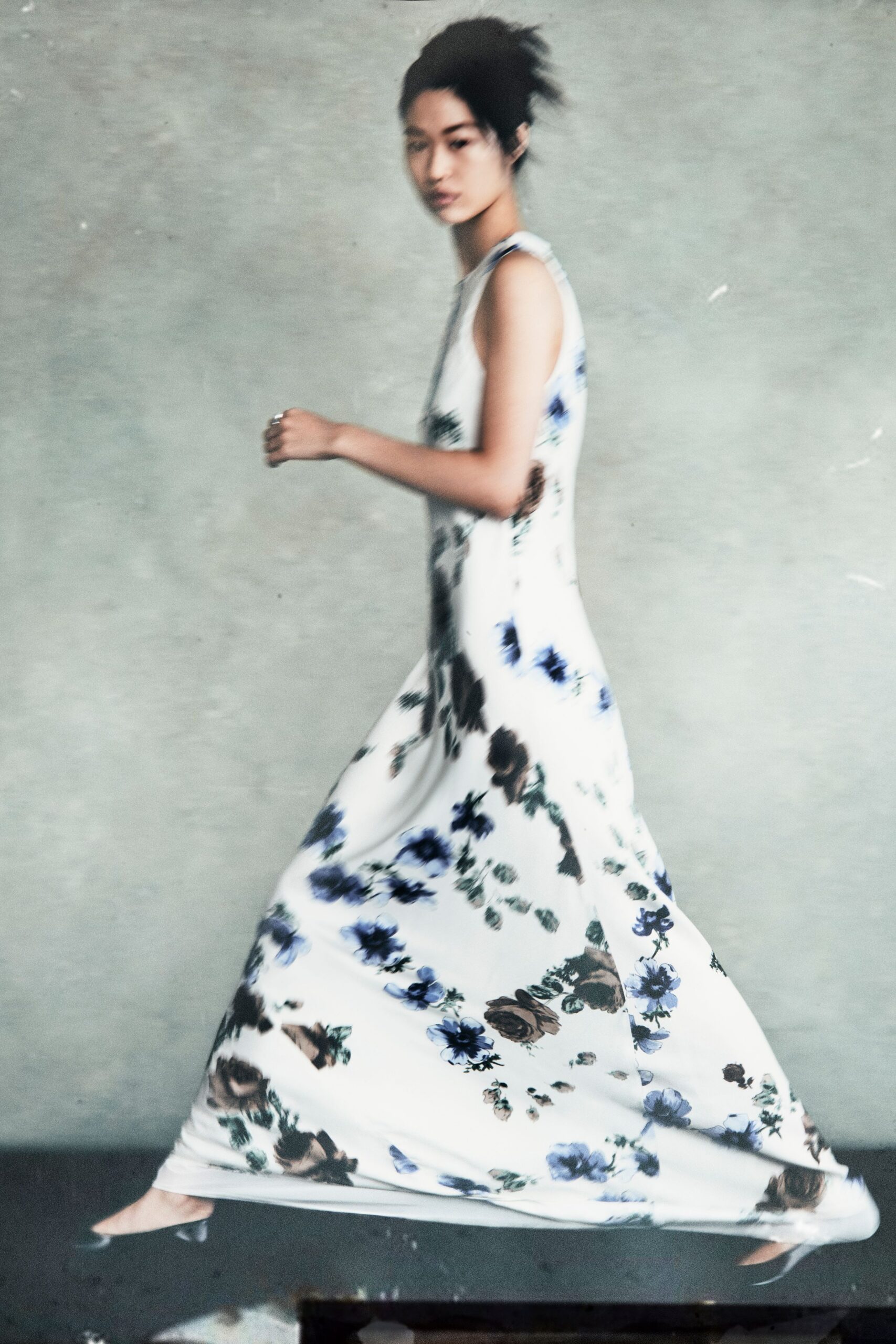 floral silk sleeveless maxi-dress