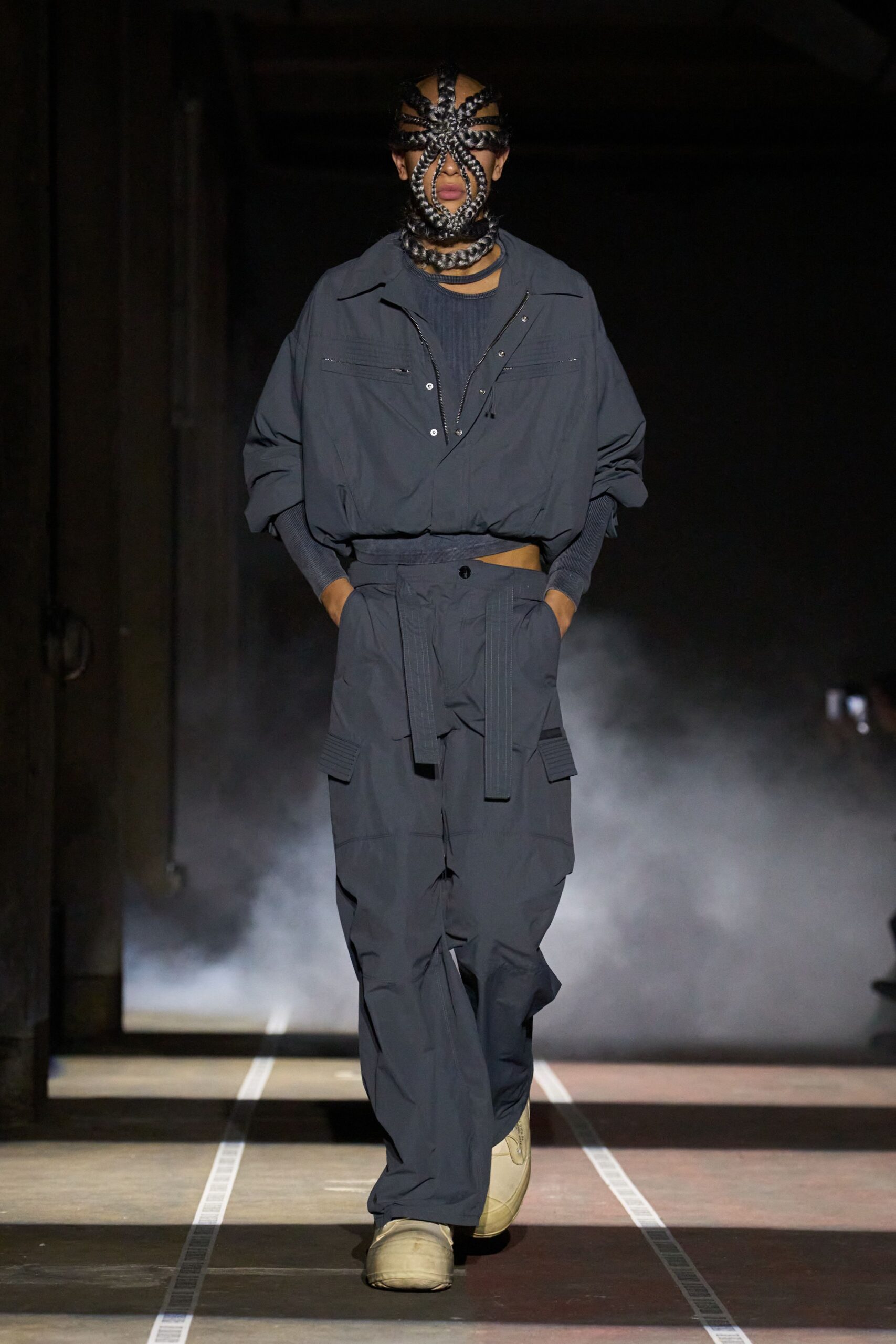 gray relaxed jacket and pants