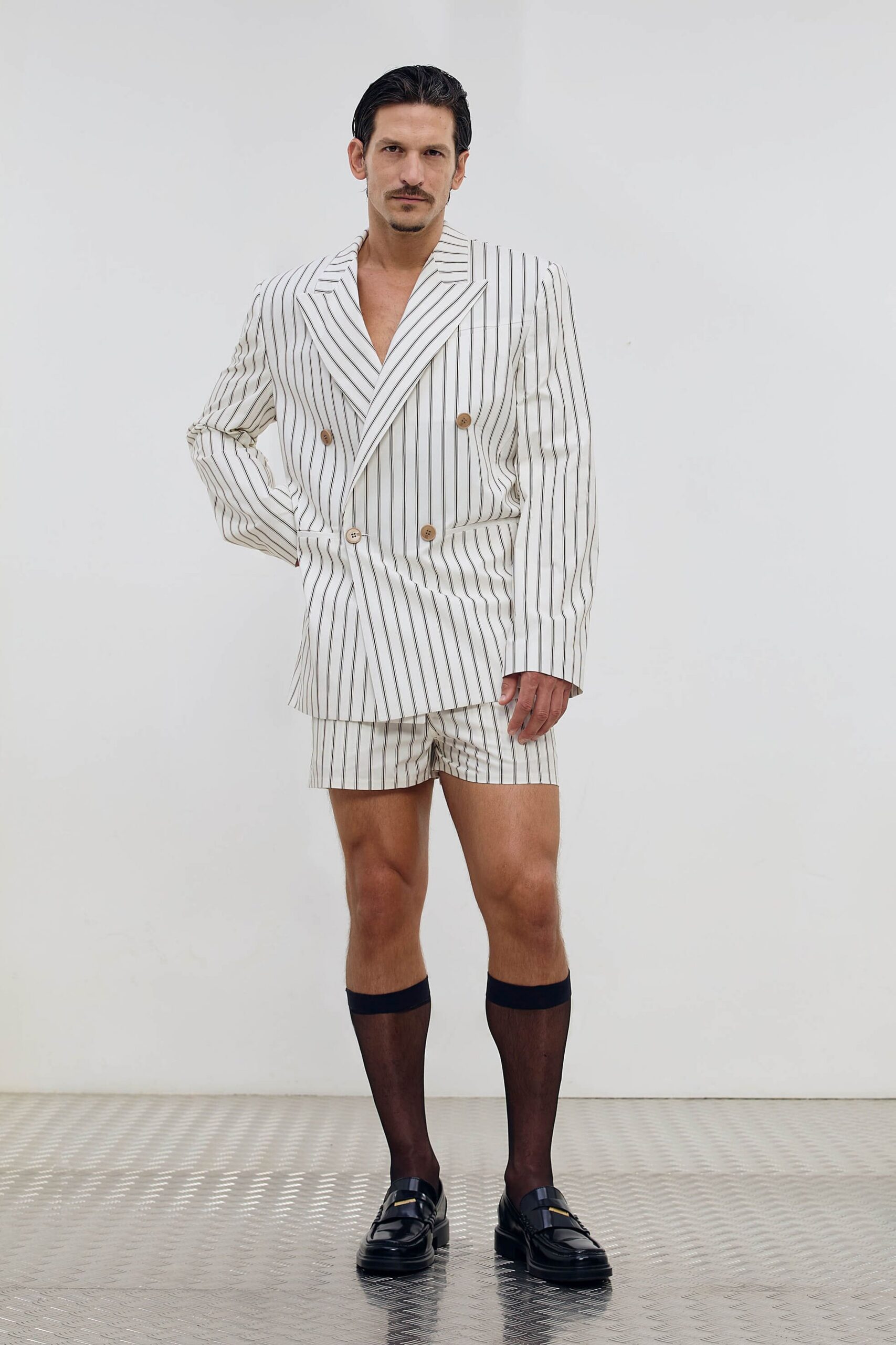 striped blazer and shorts