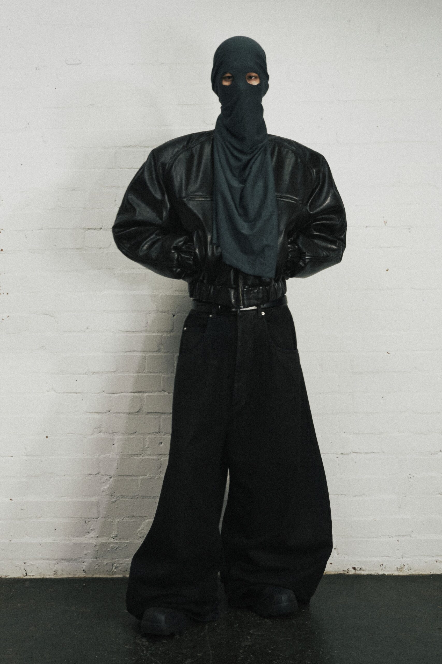black leather oversized jacket