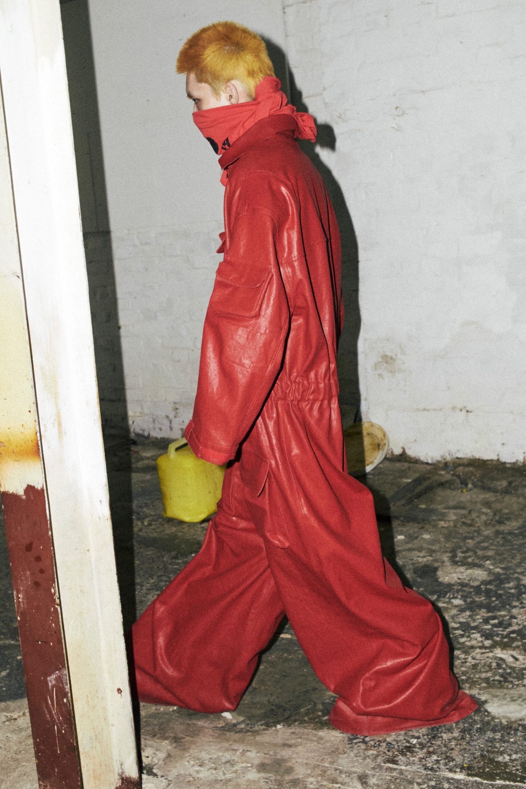 red leather relaxed jumpsuit