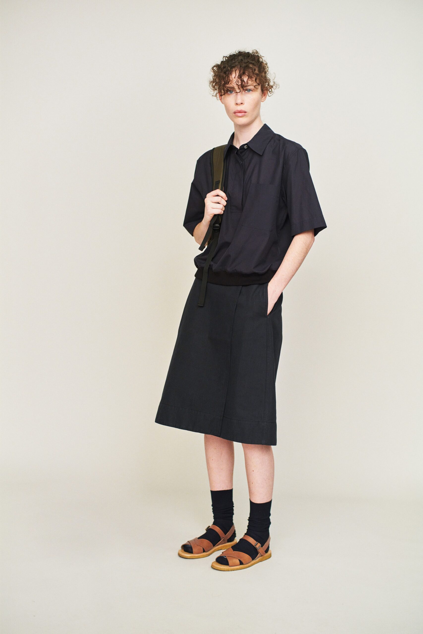 black relaxed shirt and skirt