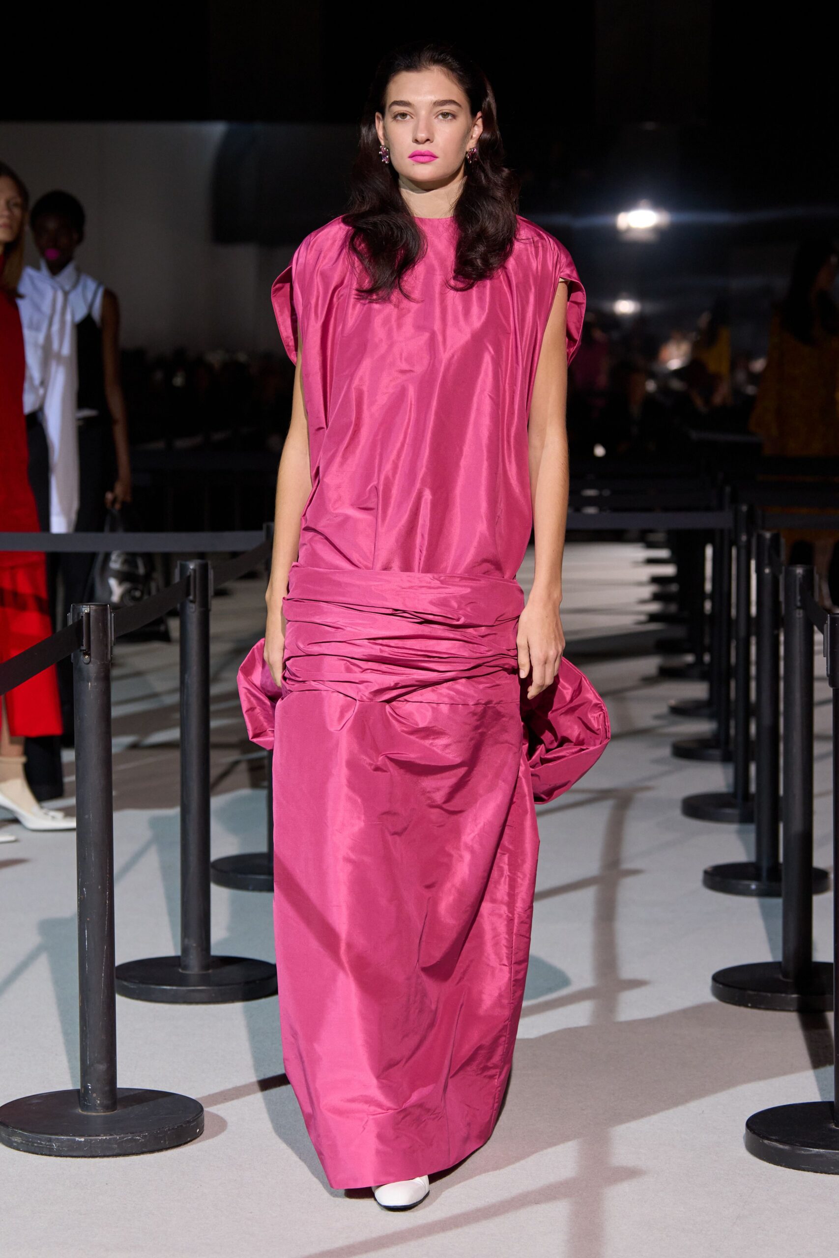 pink silk relaxed maxi dress
