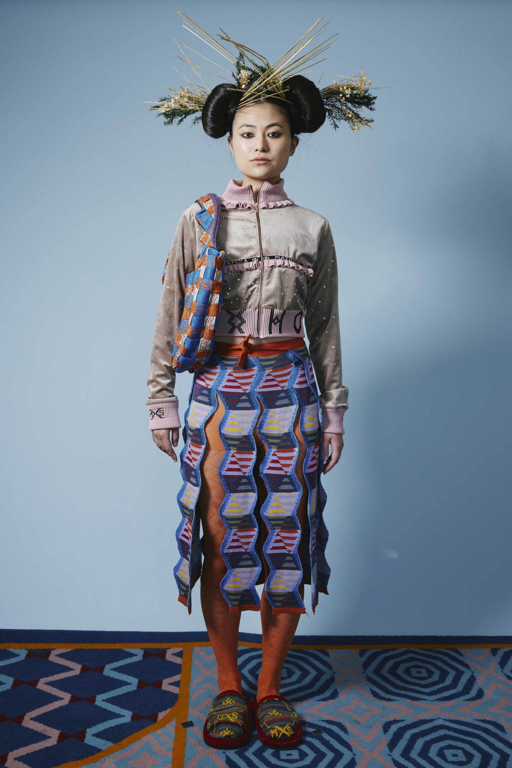 beige cotton long-sleeve collared relaxed embroidered shirt