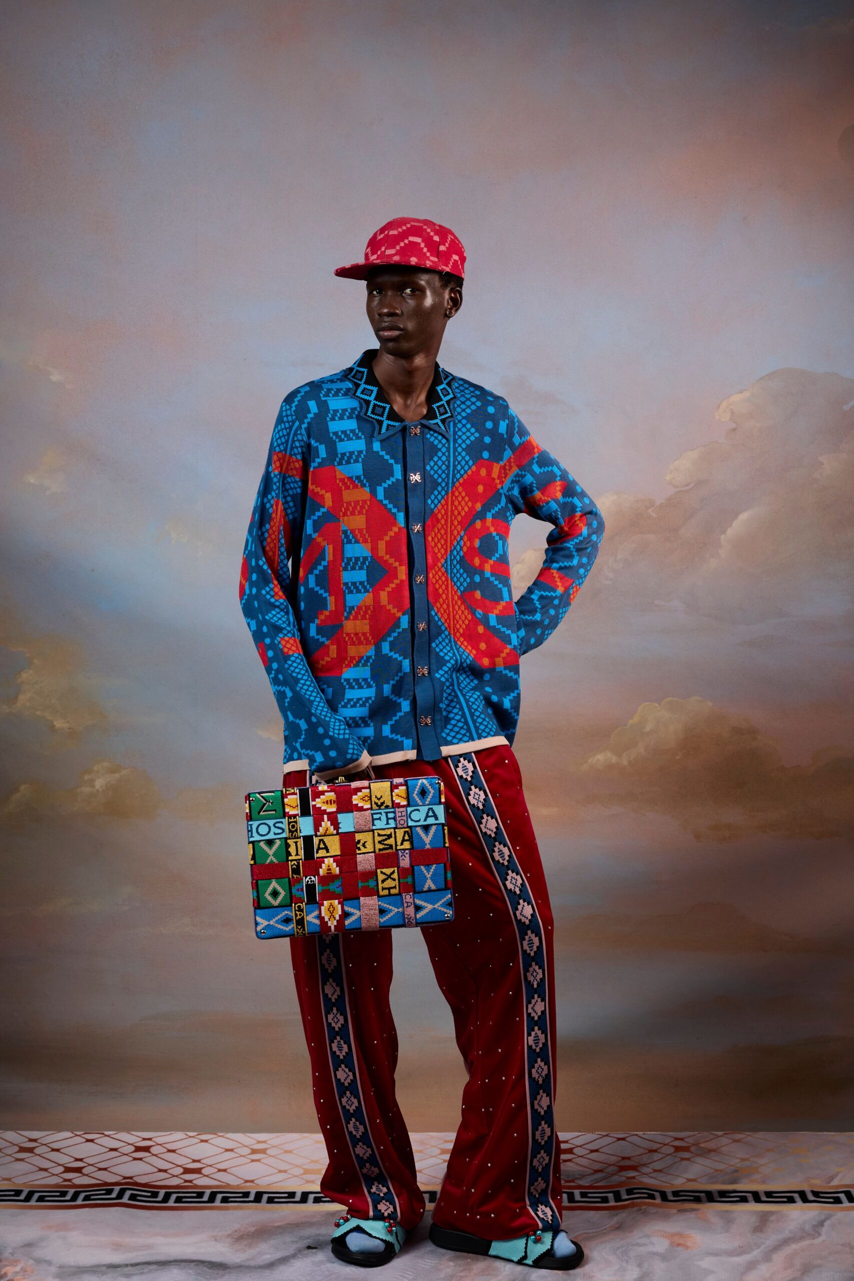 colorful printed shirt and pants