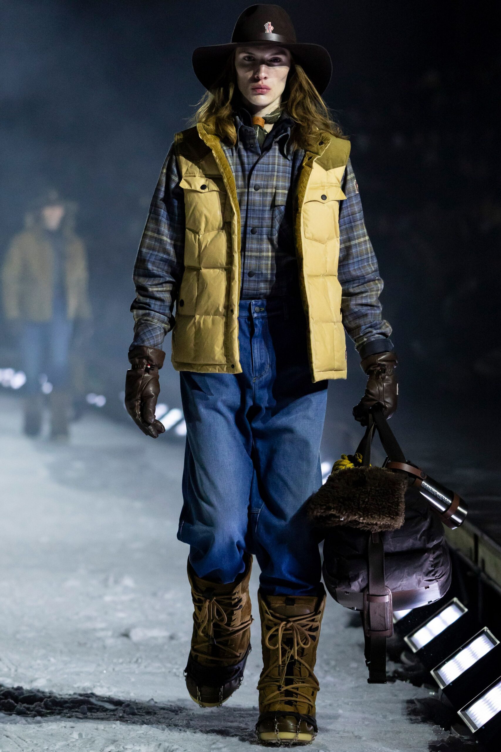 yellow vest blue shirt relaxed outfit