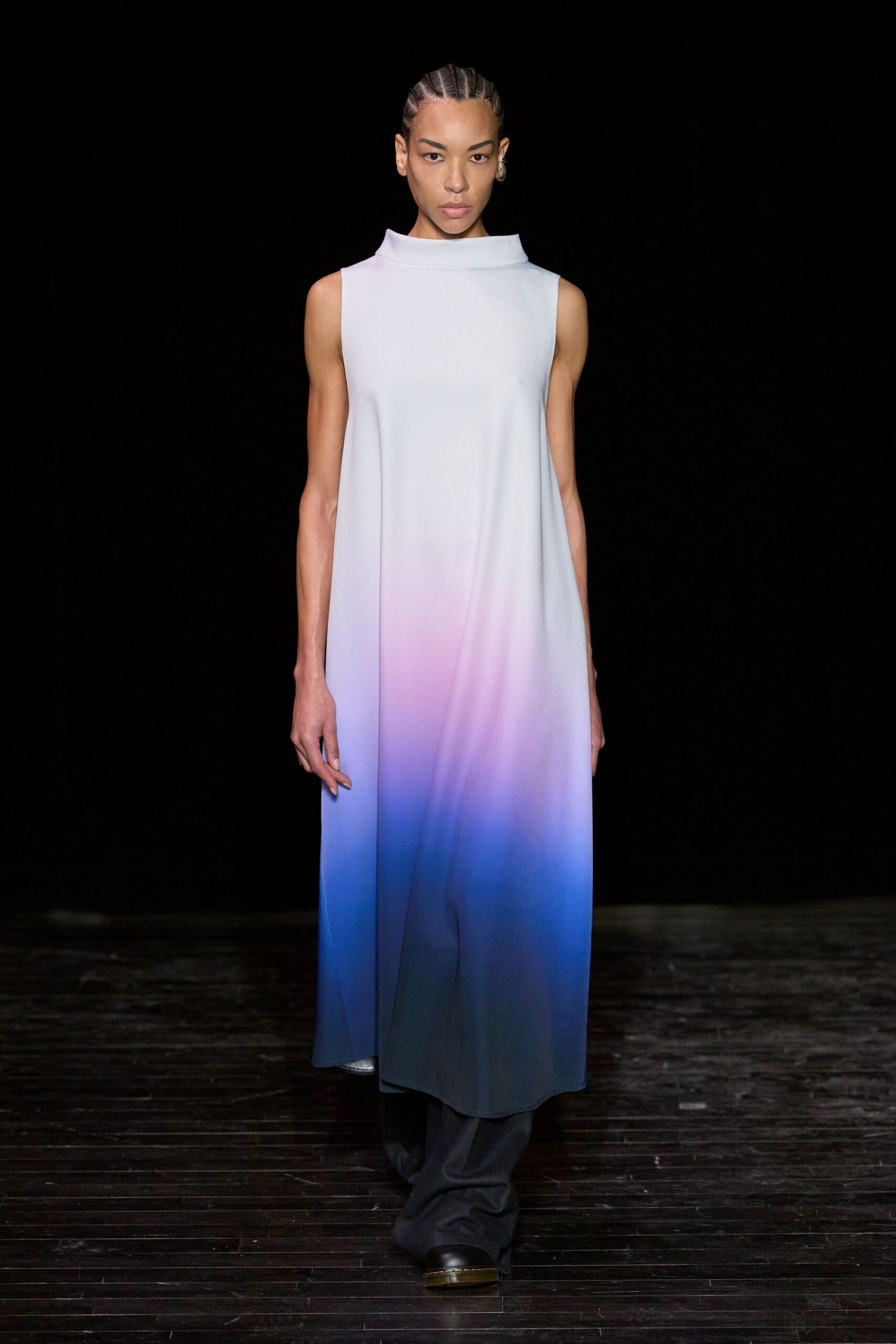 ombre silk sleeveless dress