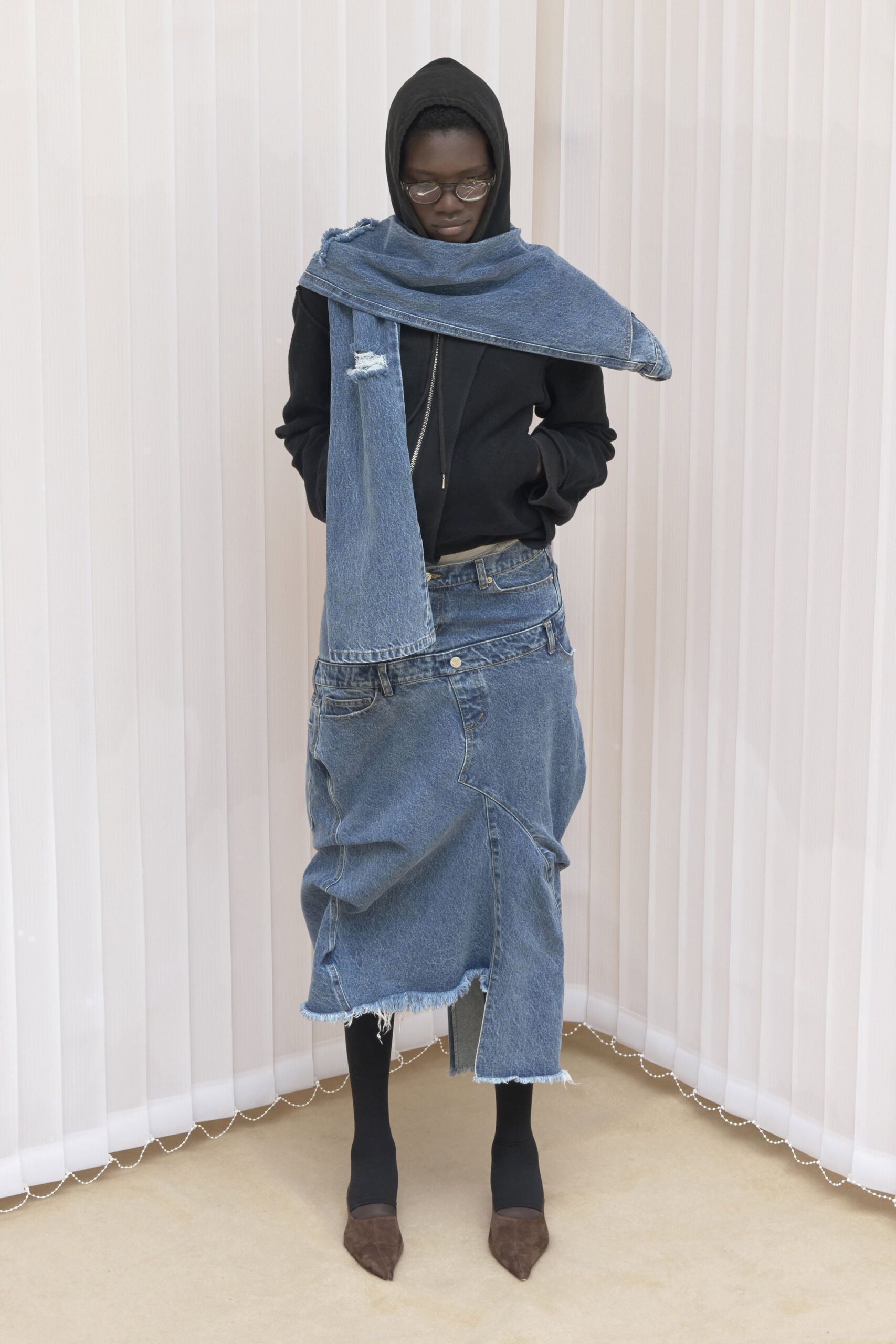 blue denim scarf