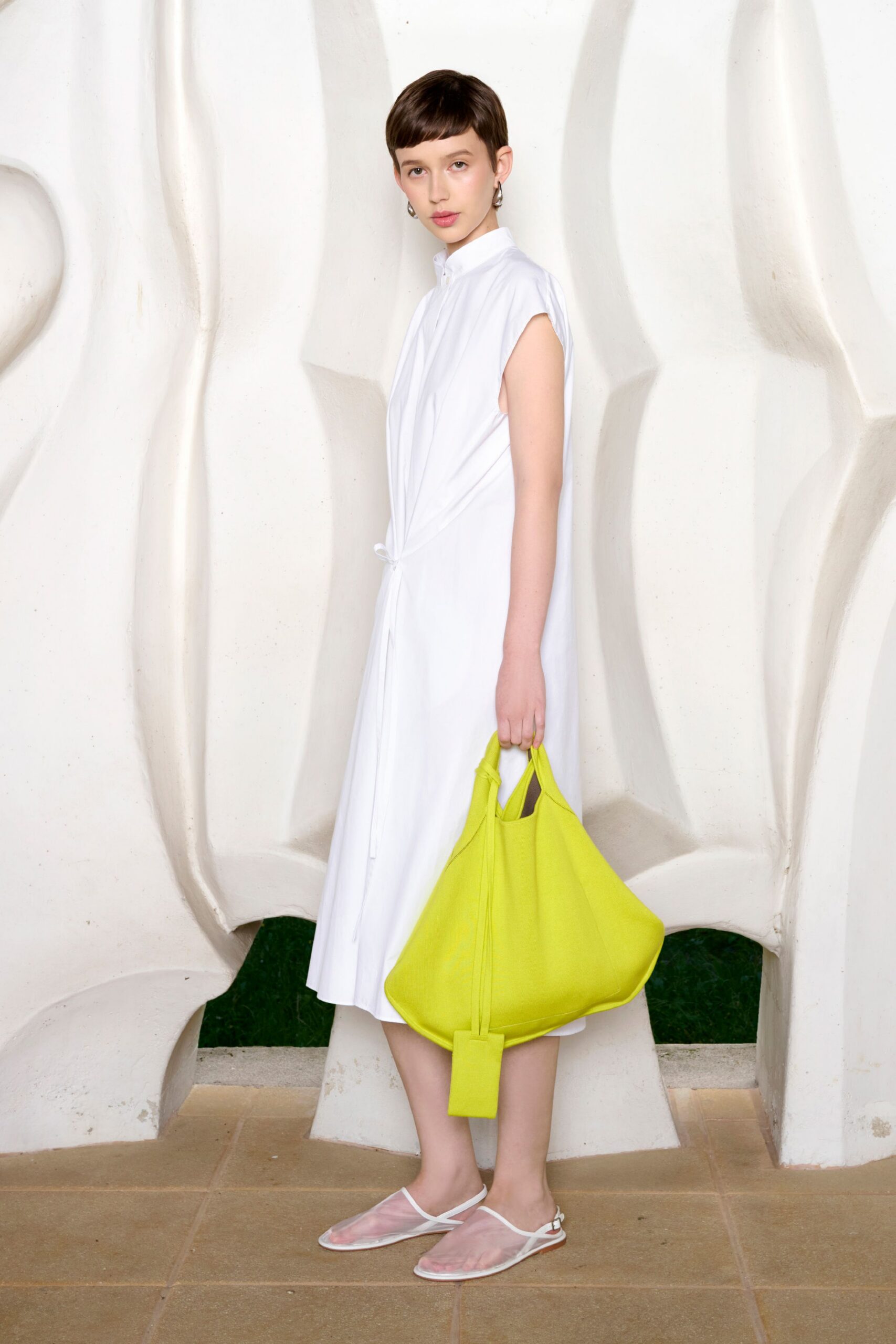 green cotton structured bag