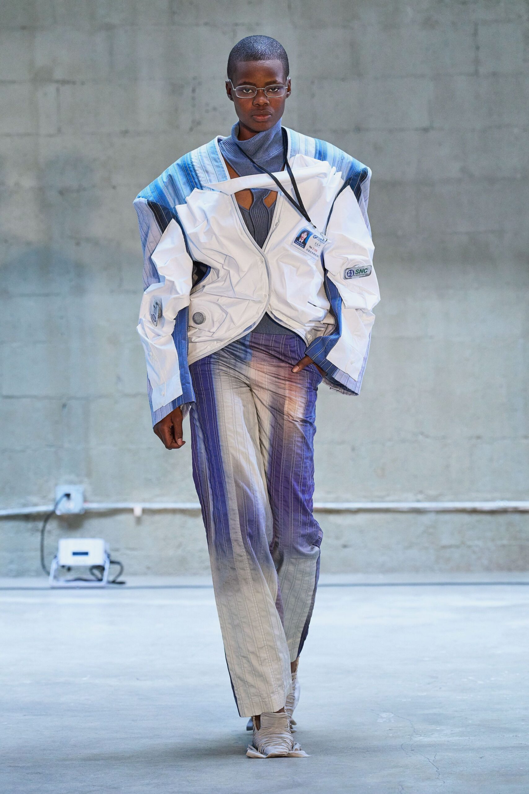 white cotton long-sleeve collared oversized layered jacket