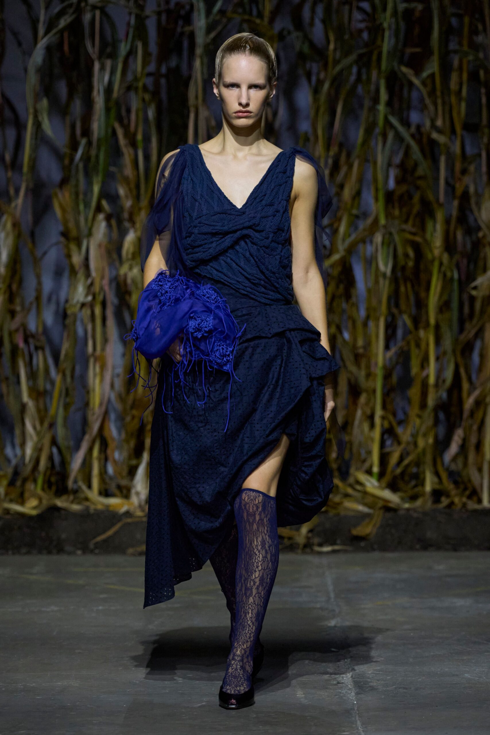 blue fitted sleeveless dress