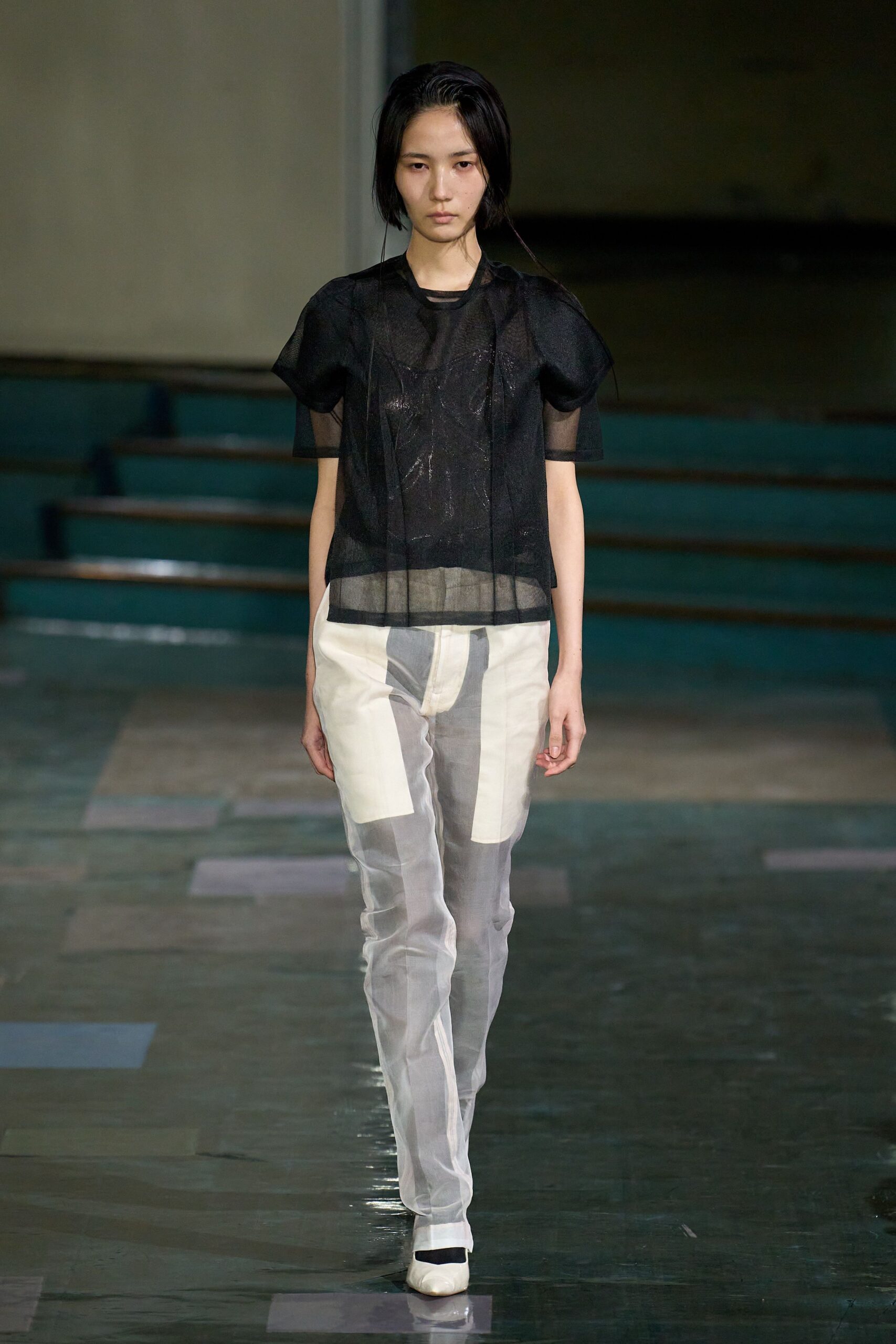 white cotton slim straight-leg pants