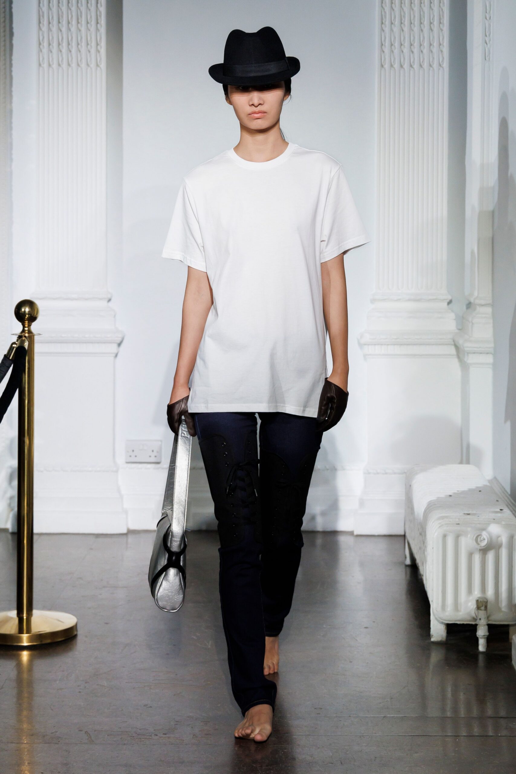 black denim slim zippered pants