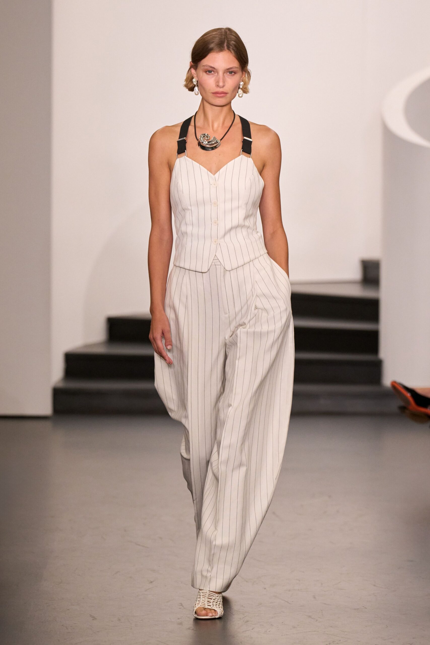white striped sleeveless jumpsuit