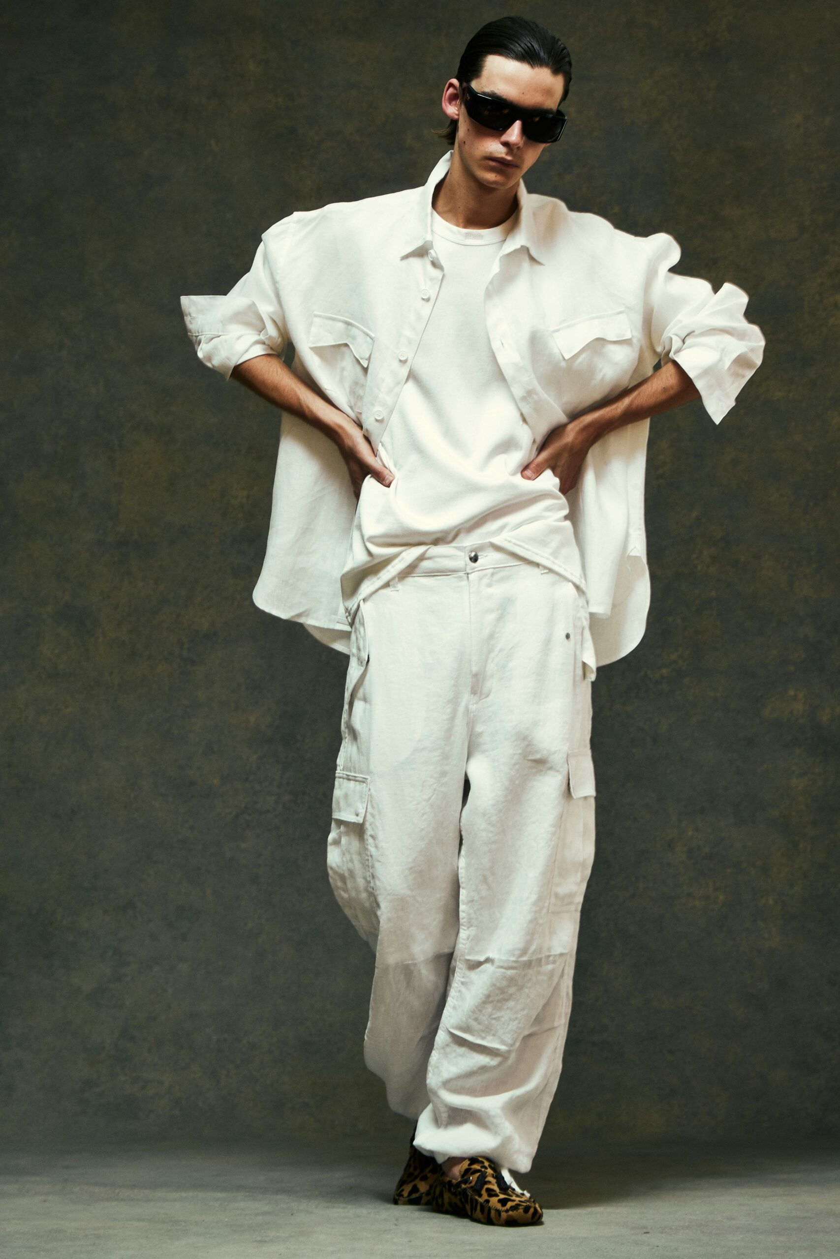 white relaxed shirt and pants