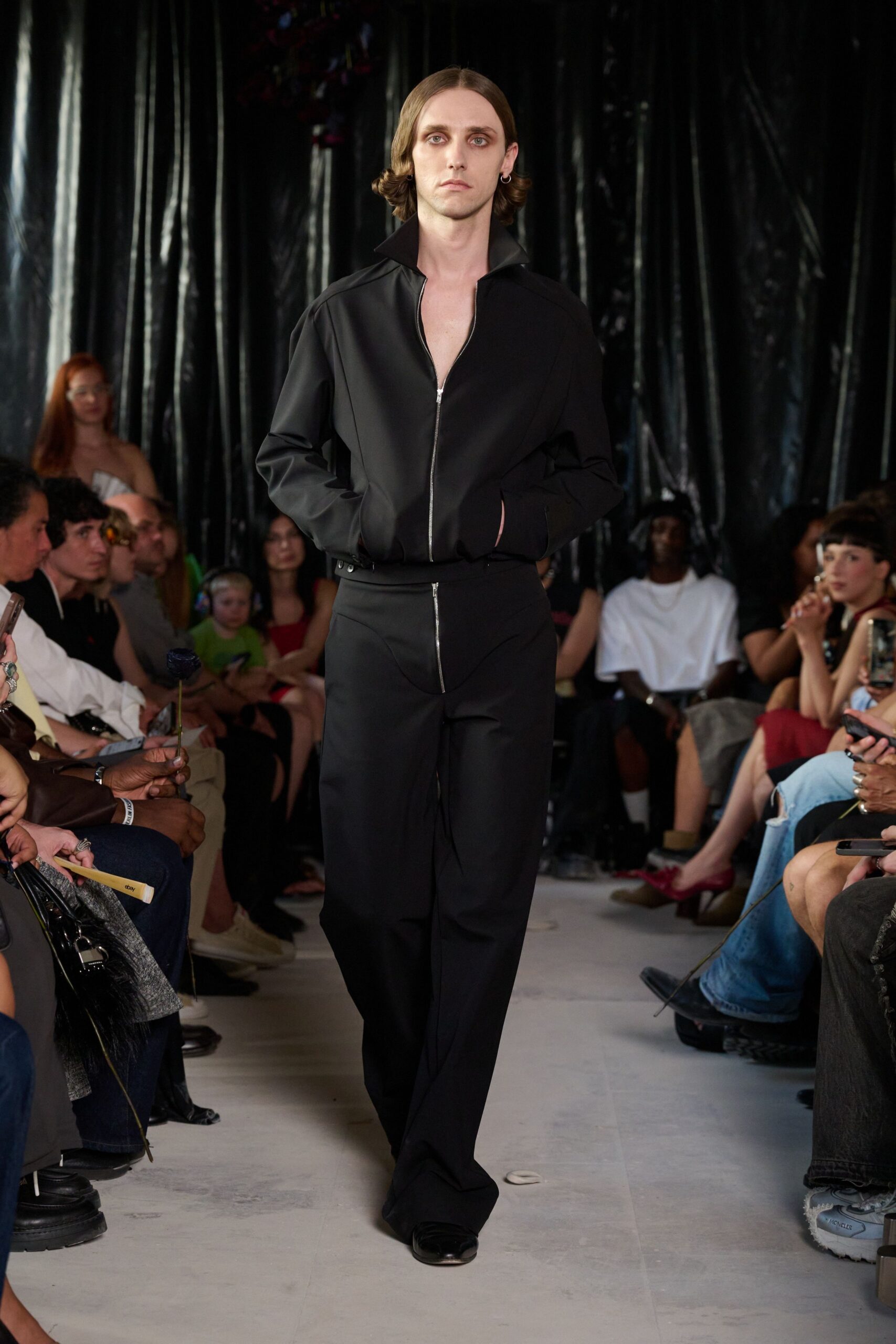 black fitted jacket and pants