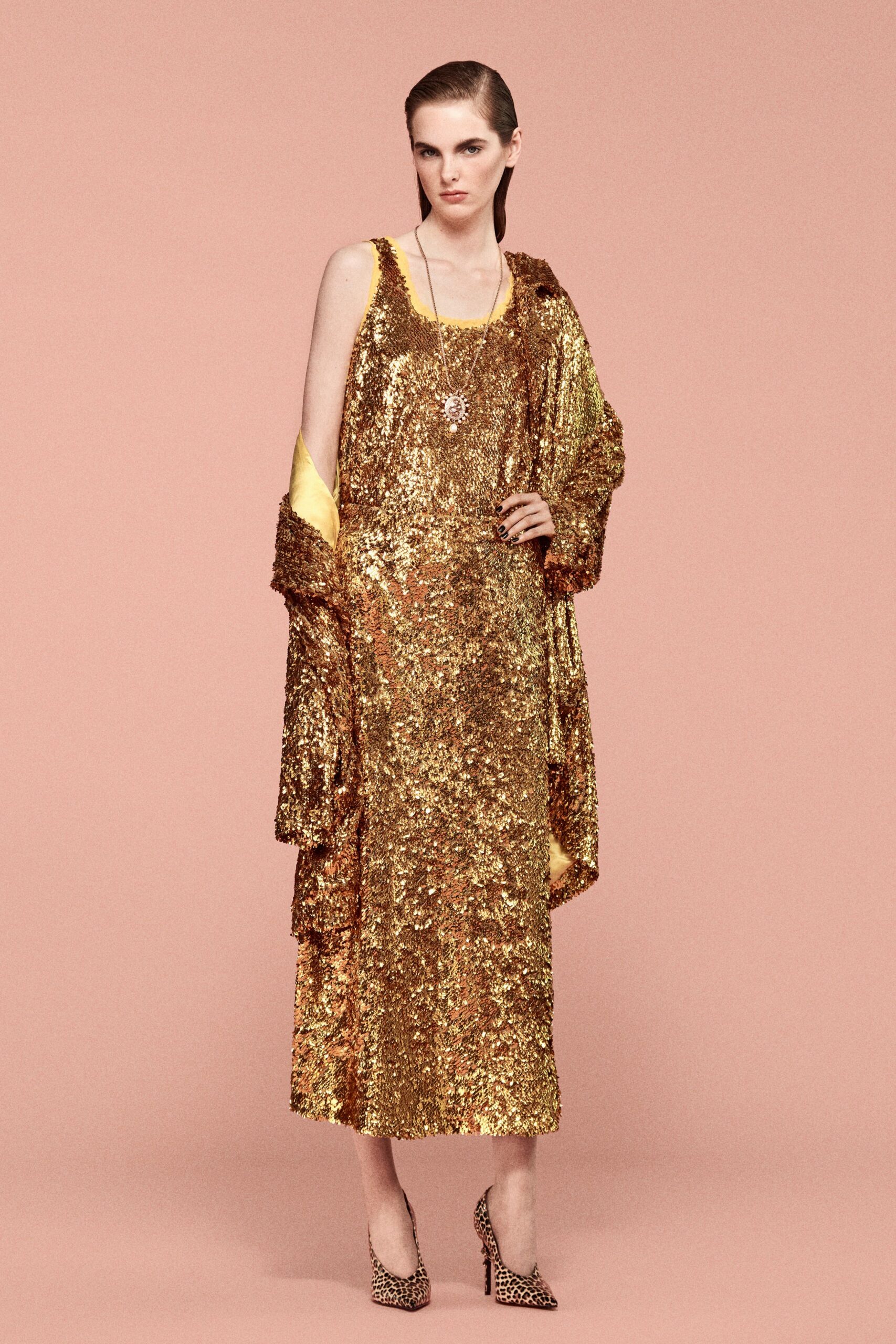 gold sequin relaxed shiny cape