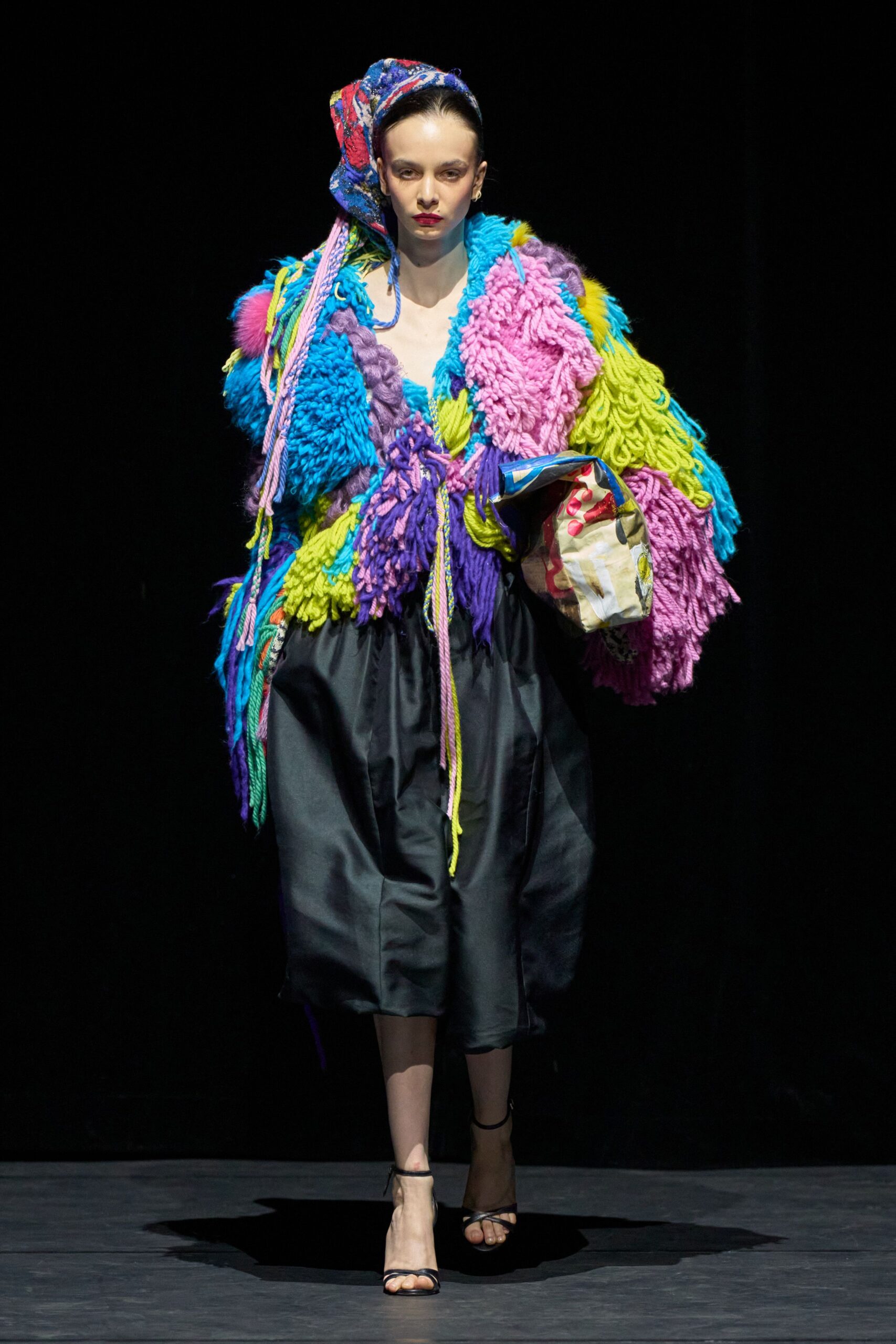 multi wool relaxed fringed jacket