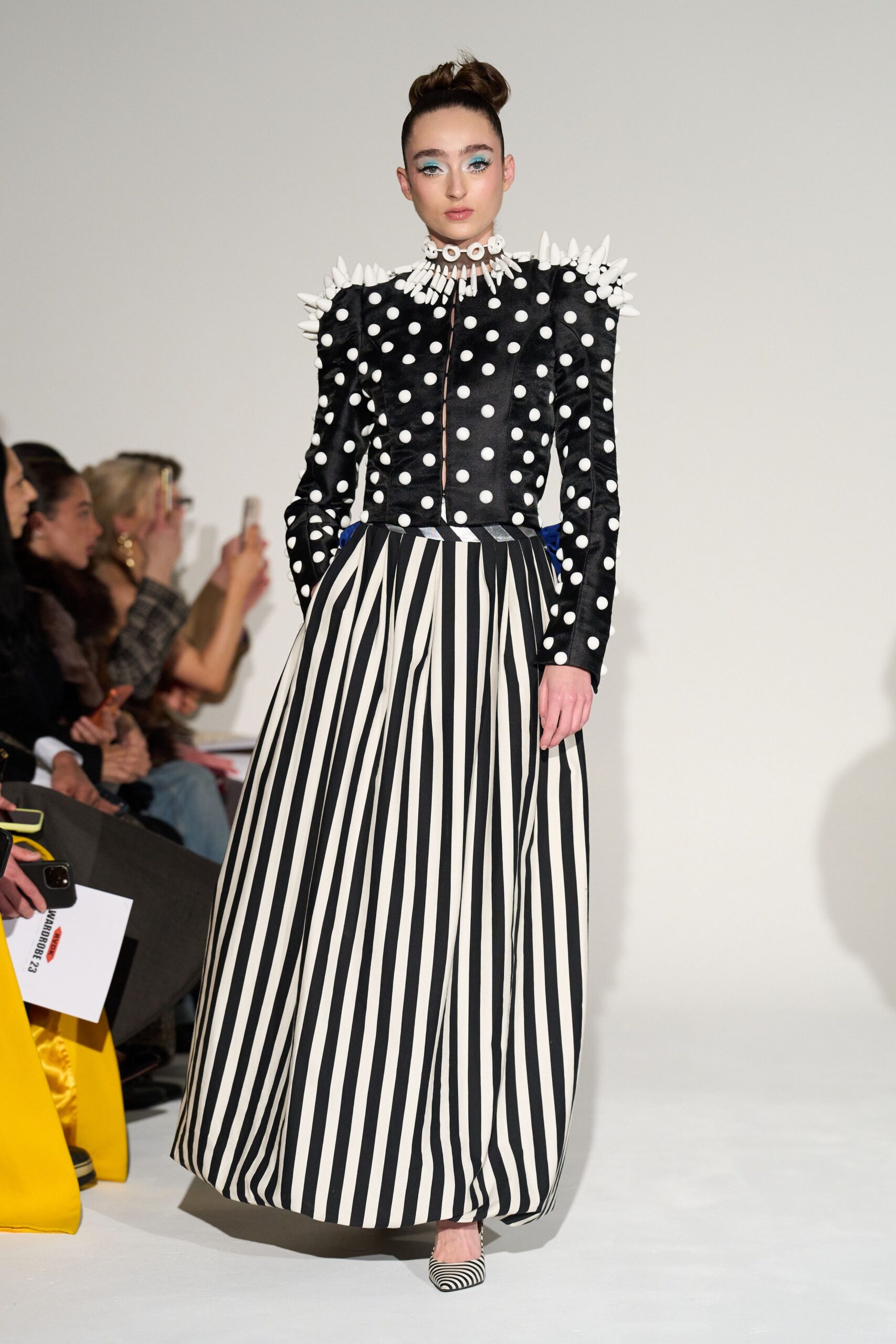 black and white striped outfit