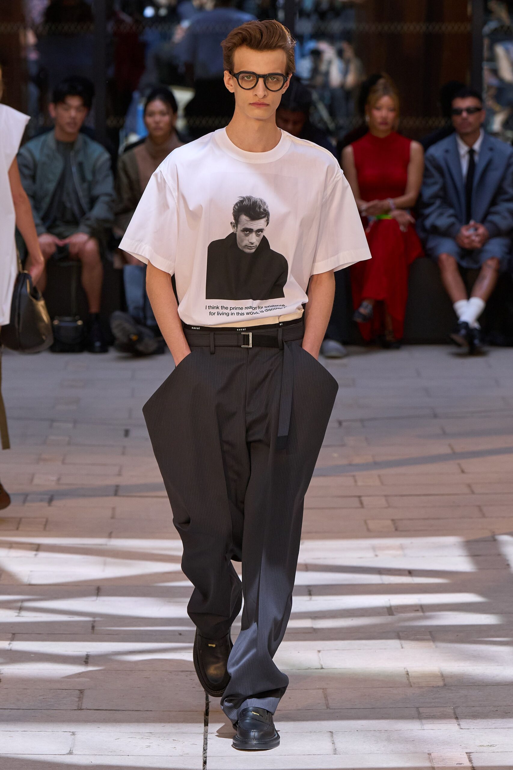 gray wool tailored high-waisted pleated pants