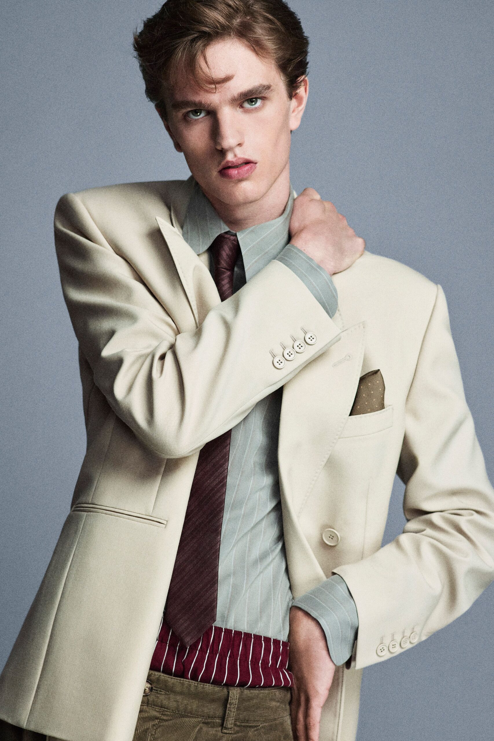 brown cotton slim pants