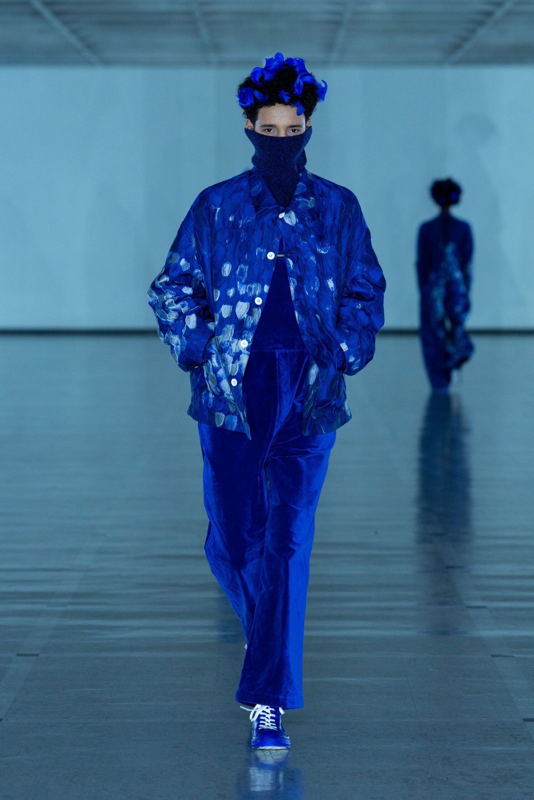 blue velvet jacket and pants
