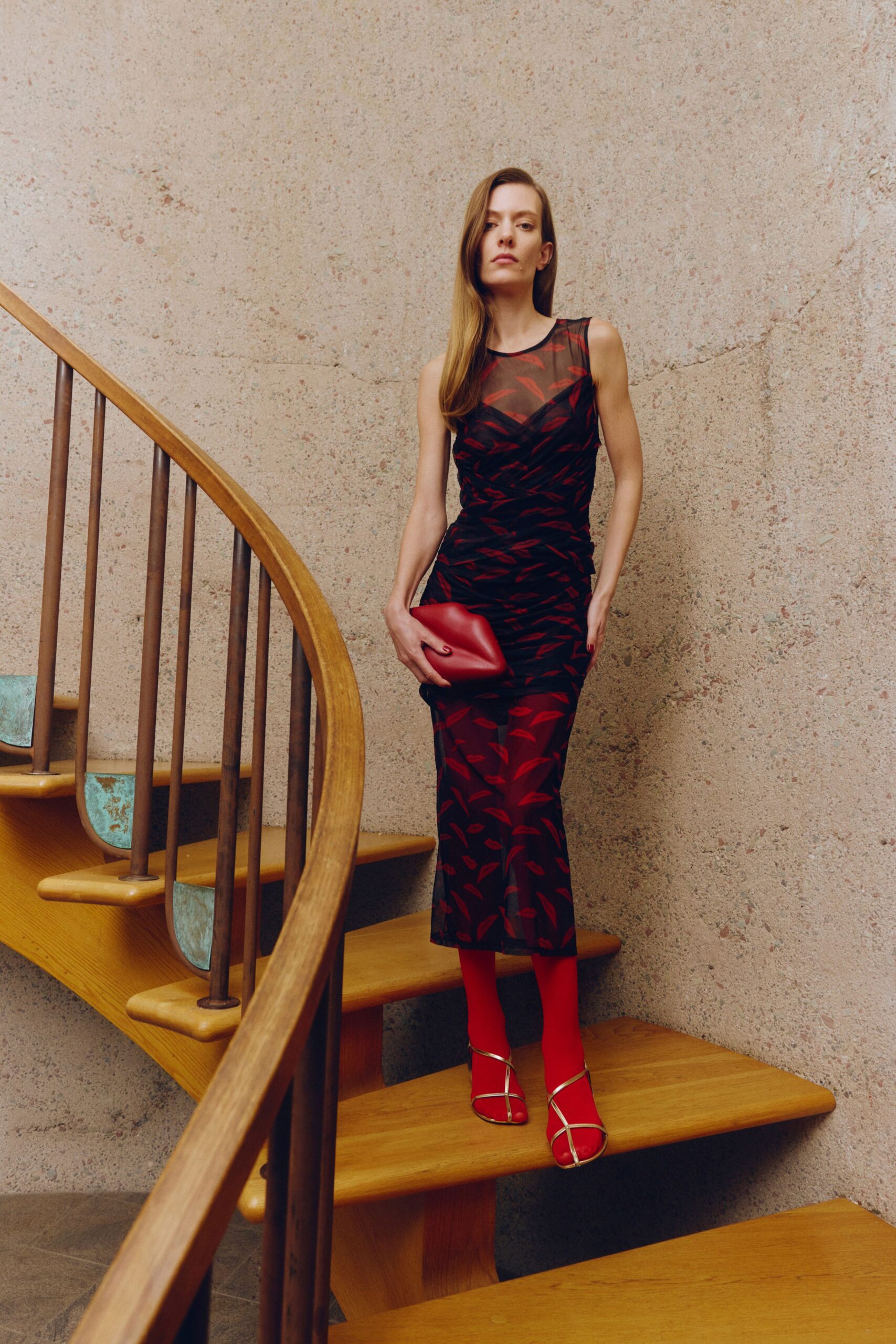red and black fitted dress