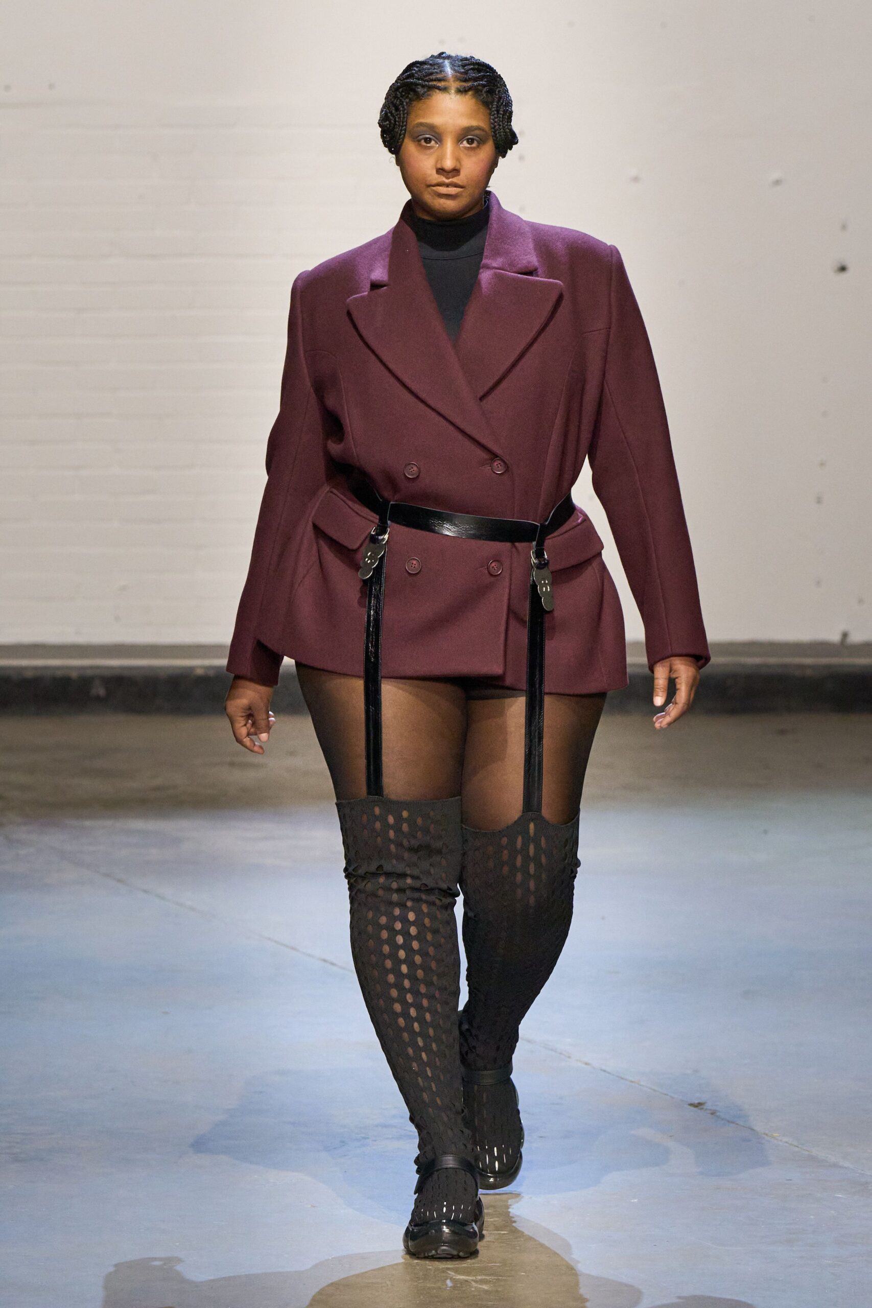 maroon oversized blazer with black top