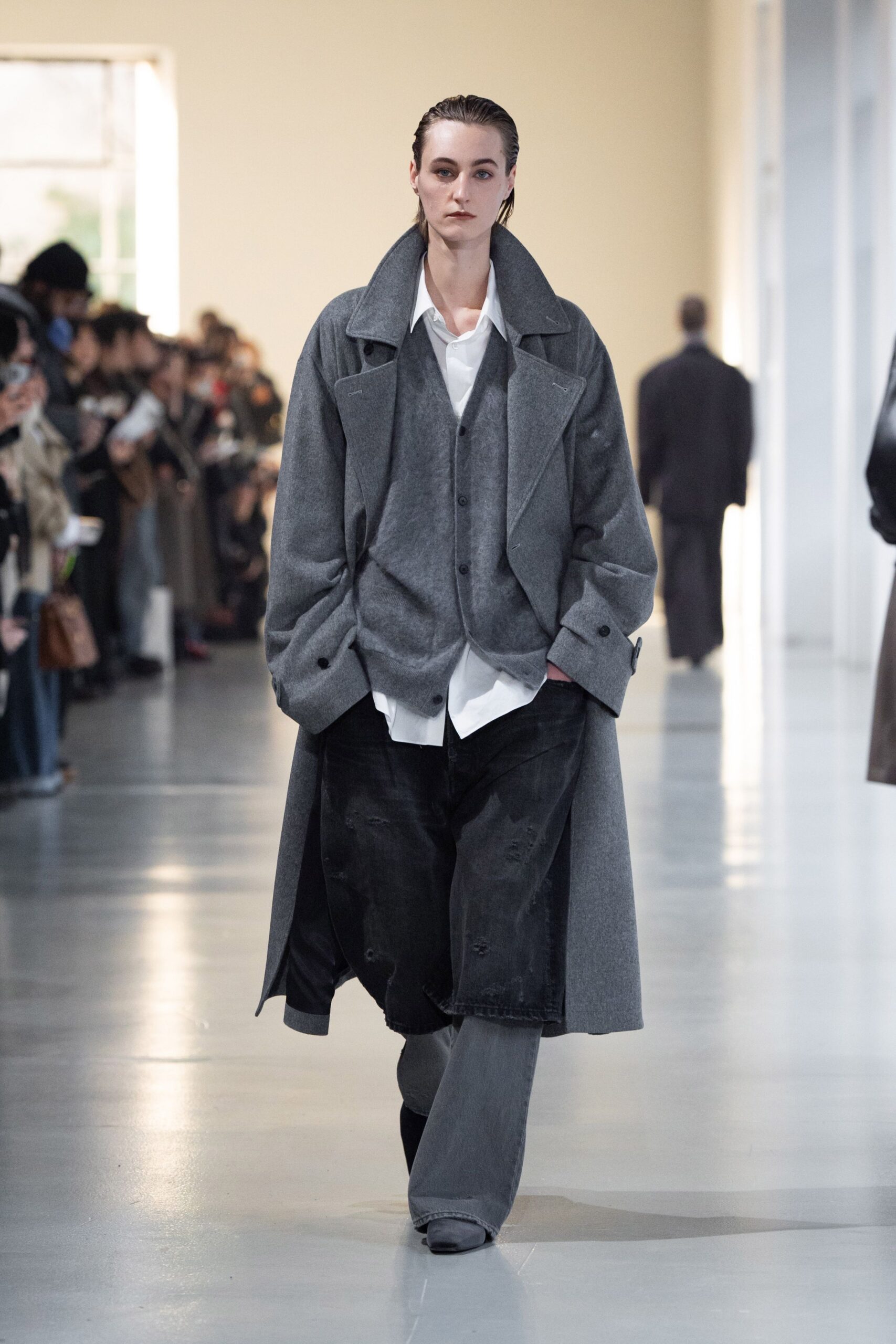gray wool coat with vest