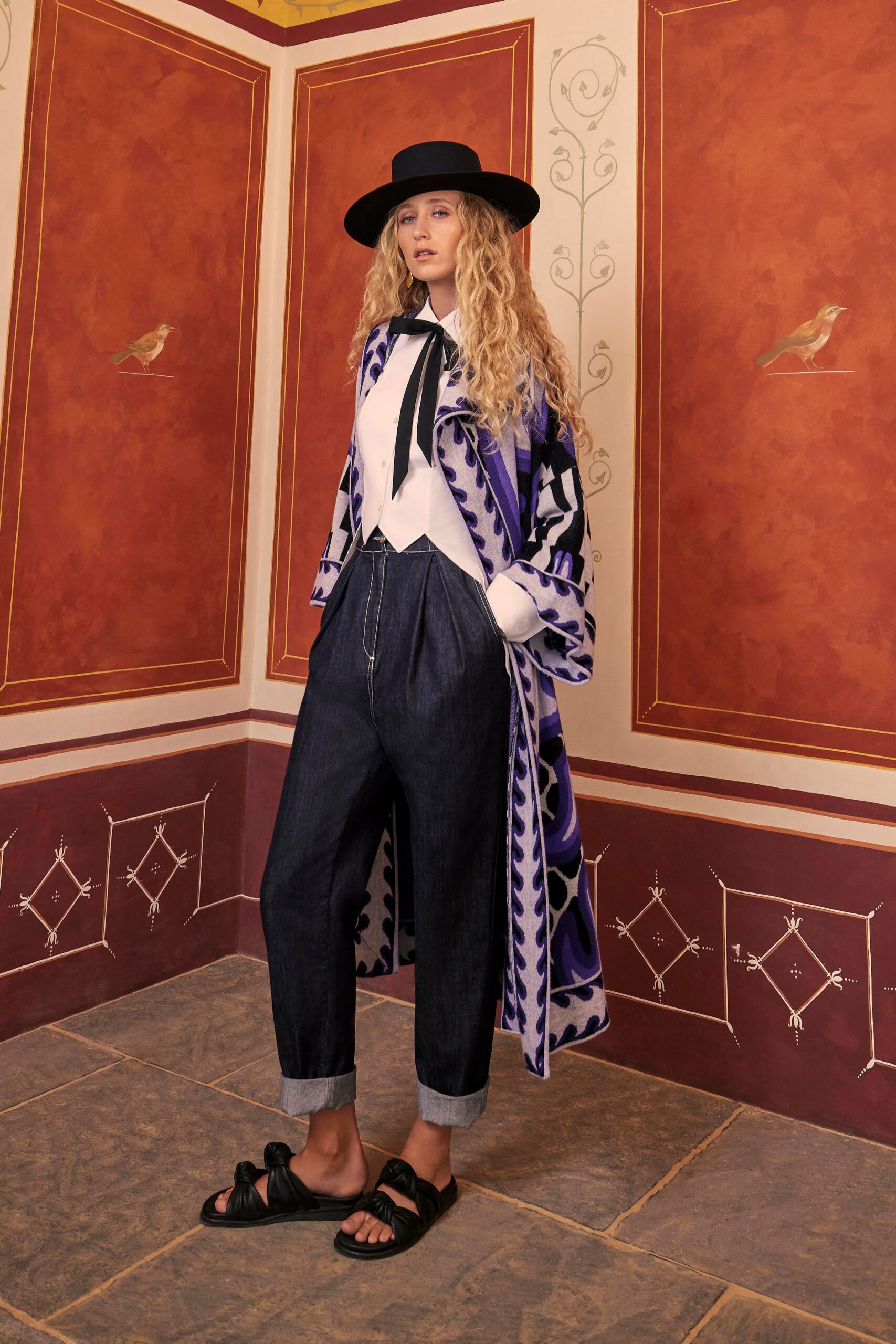 purple cotton oversized printed cape