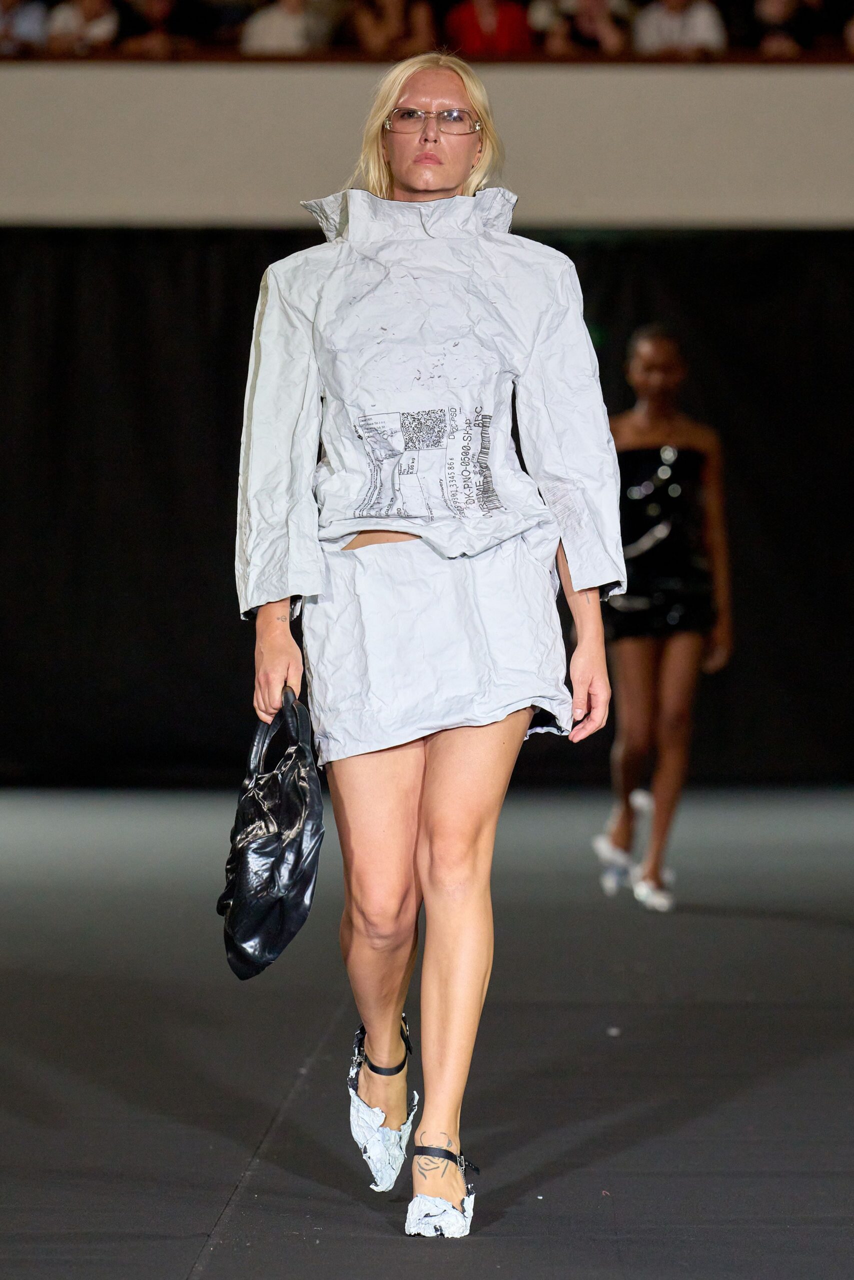 gray cotton fitted straight-leg mini skirt