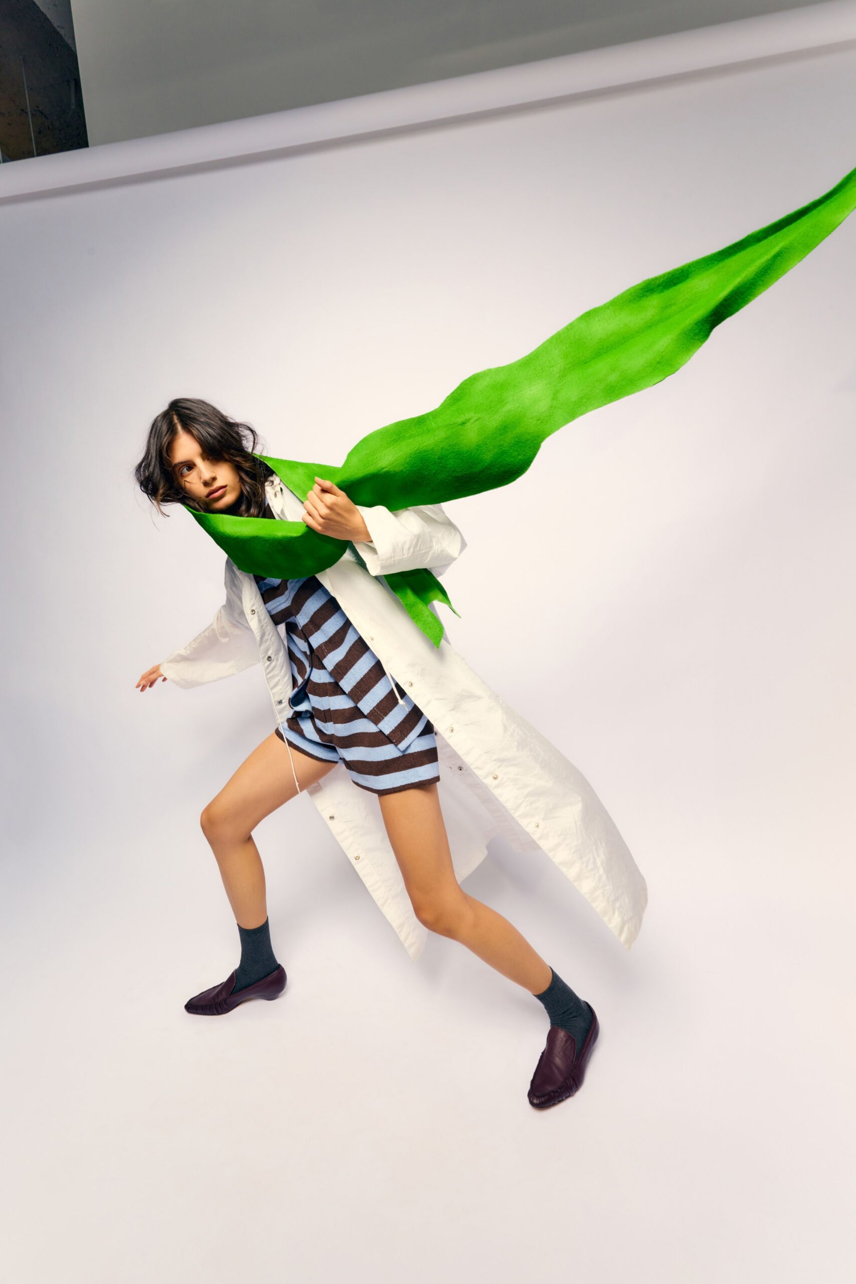 green silk flowing scarf