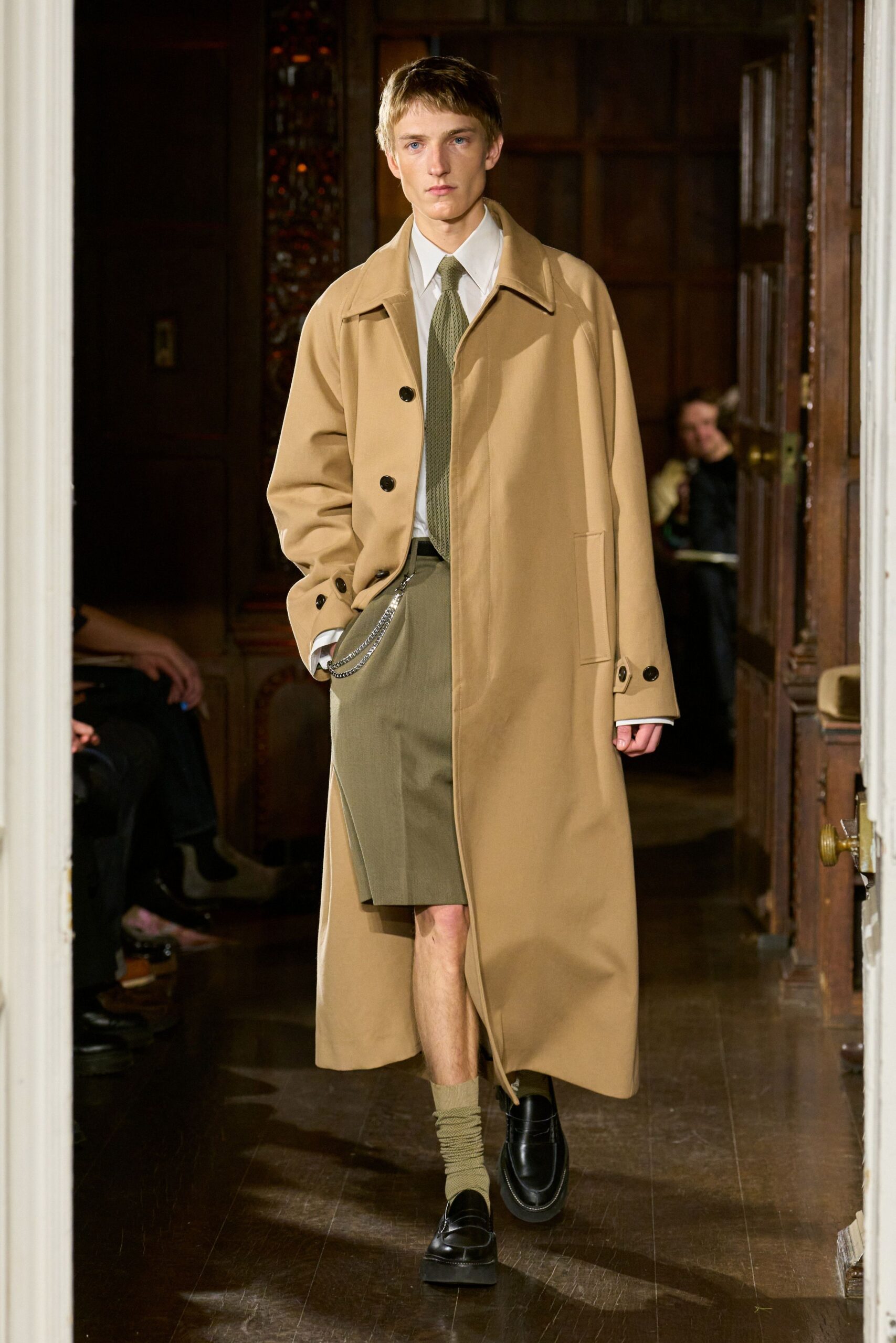 beige cotton long-sleeve collared relaxed buttoned maxi coat