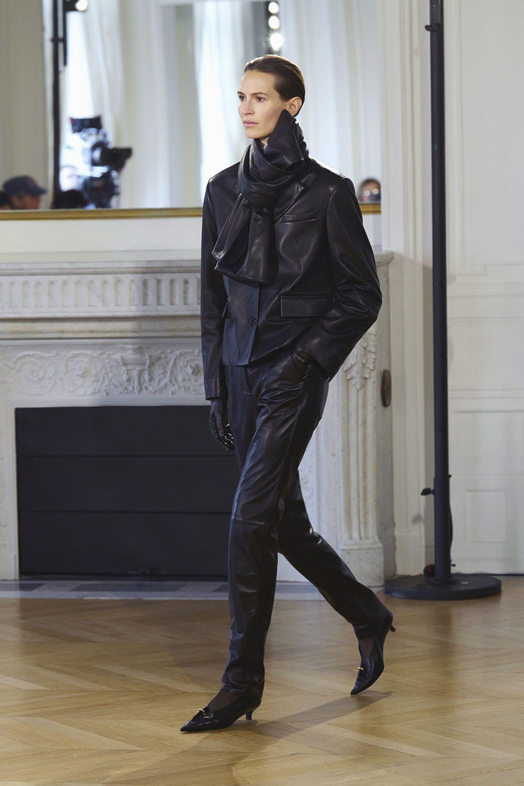 black leather scarf