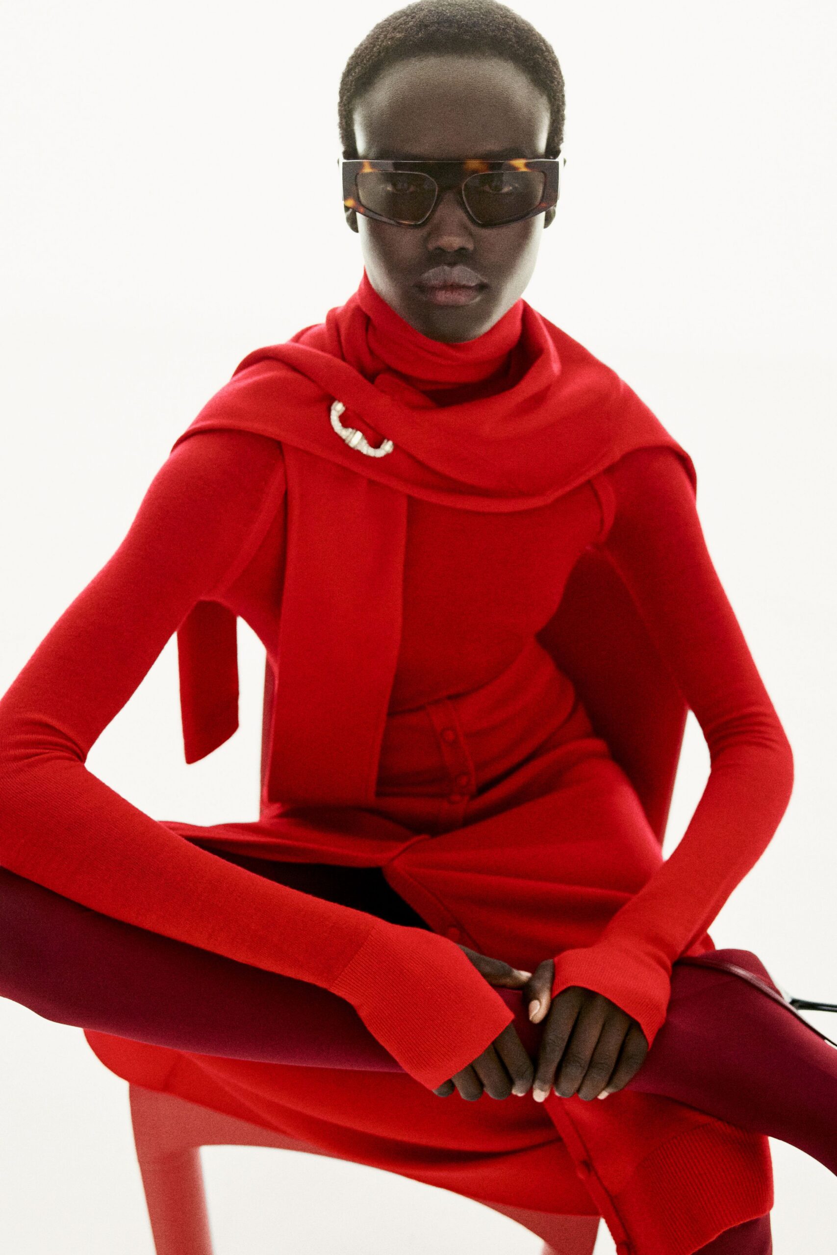 red cotton relaxed scarf
