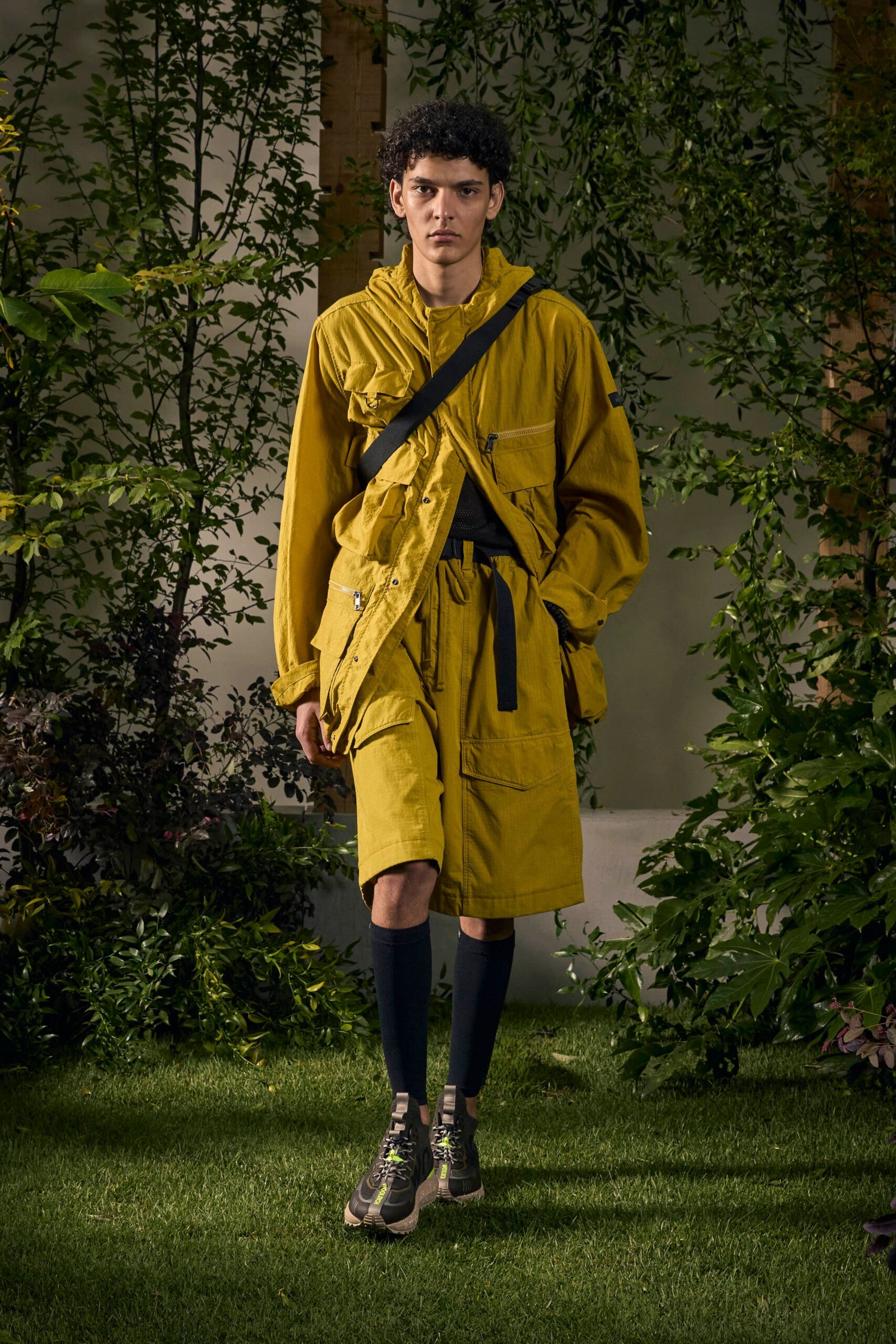 yellow relaxed jacket with shorts