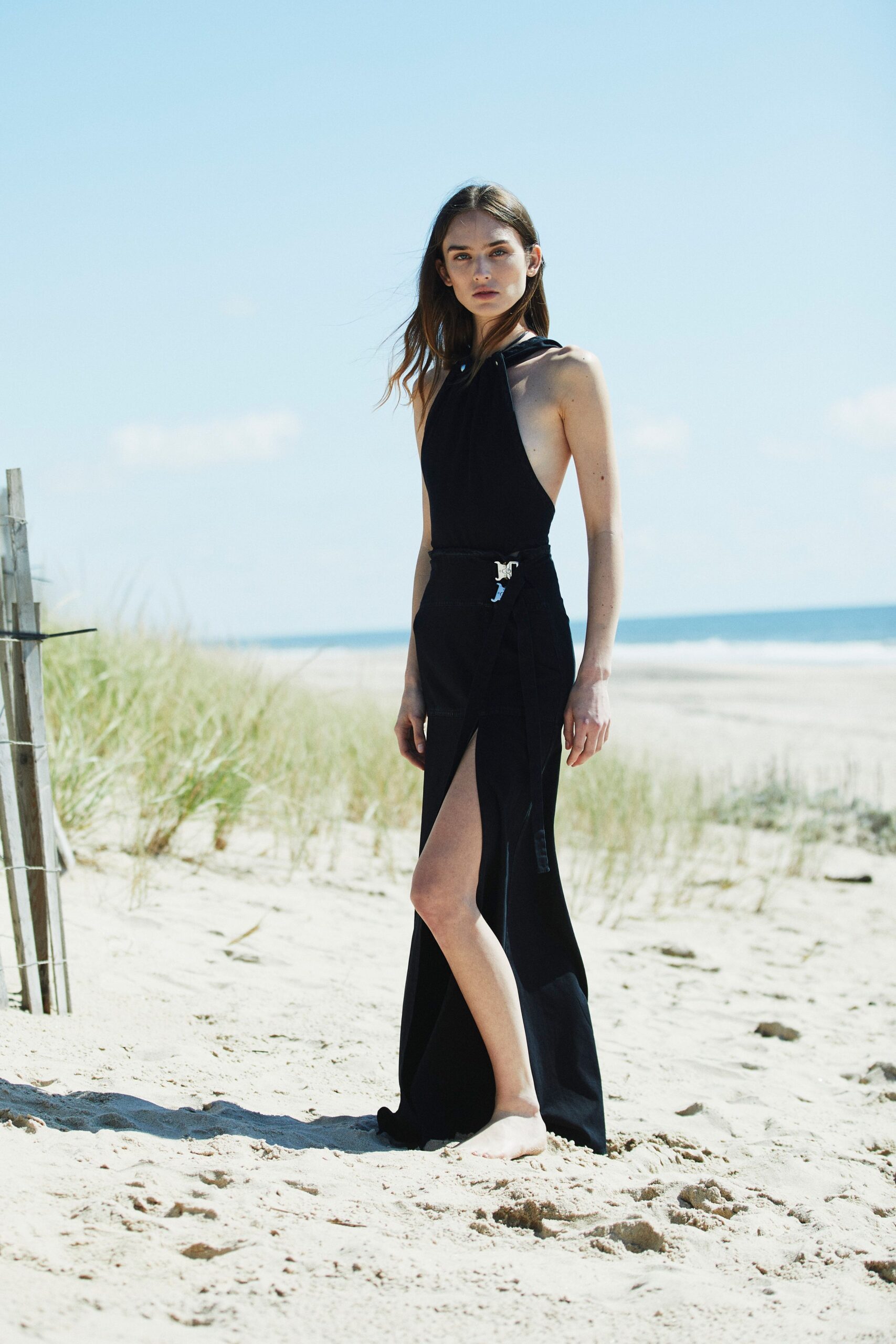 black fitted sleeveless gown